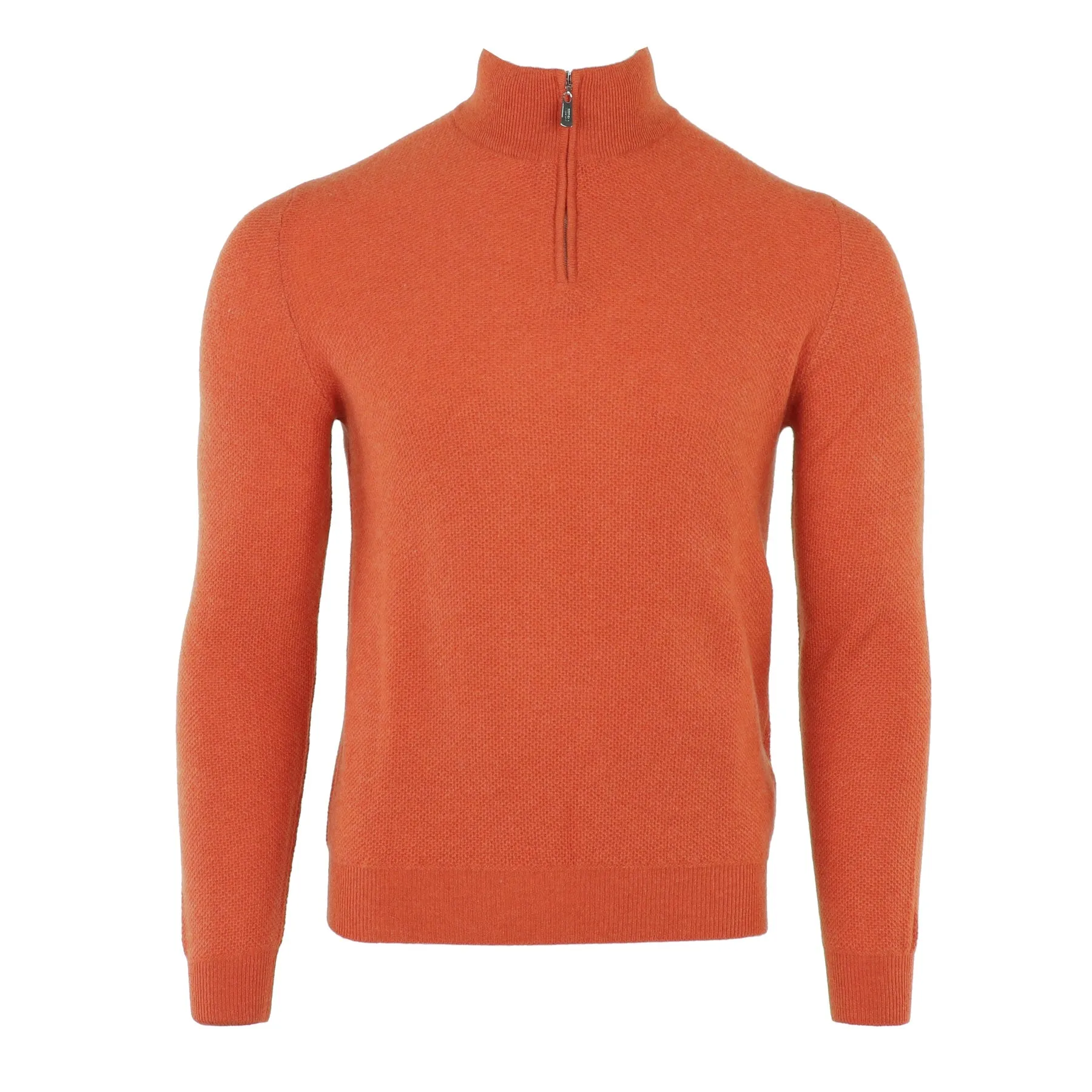 Honeycomb Cashmere Quarter Zip in Rame