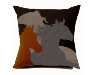 Horse Pillow - Burnt, Brown, Taupe, Gray
