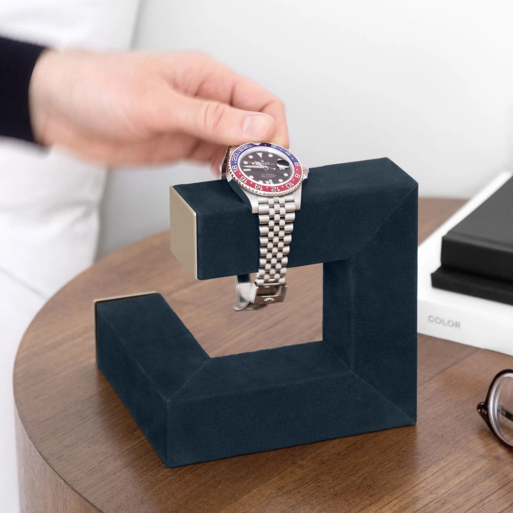 HUDSON 1 WATCH STAND - NAVY-TEAL / CHAMPAGNE