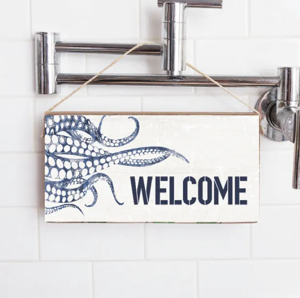 Indigo Welcome Octopus Twine Hanging Sign