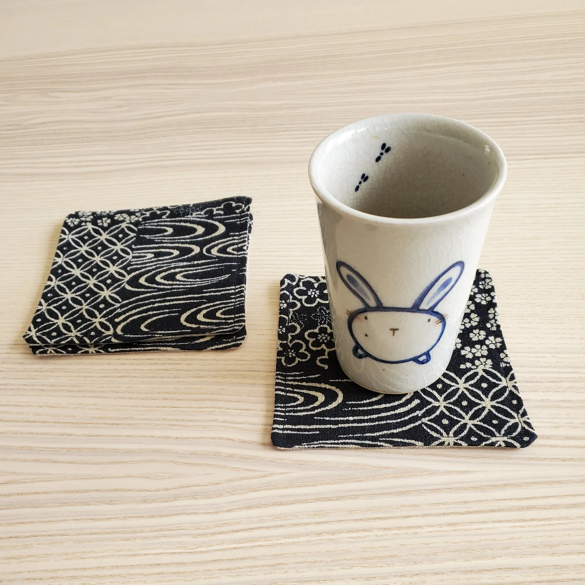 Japanese Cloth Coasters in Indigo Patchwork