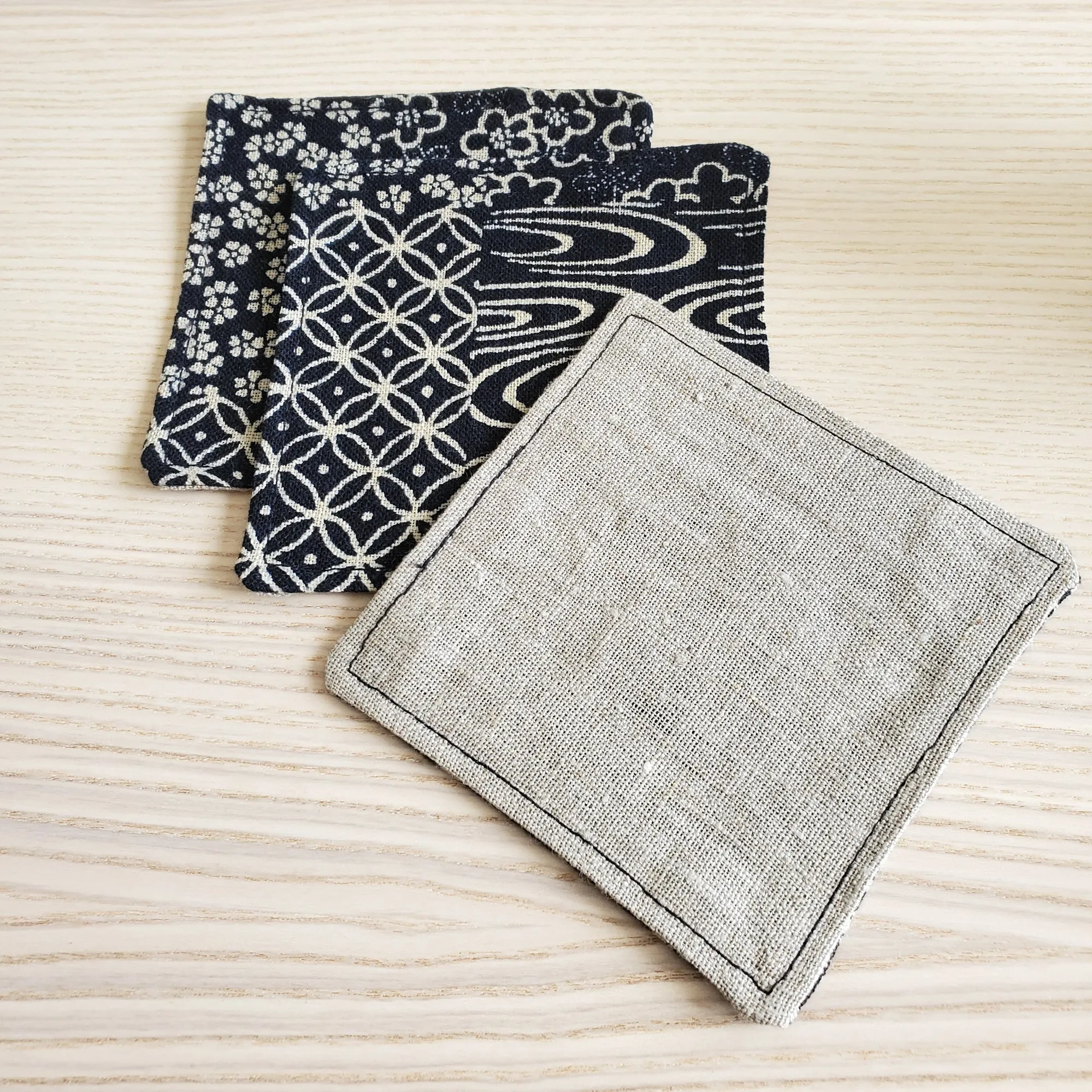 Japanese Cloth Coasters in Indigo Patchwork