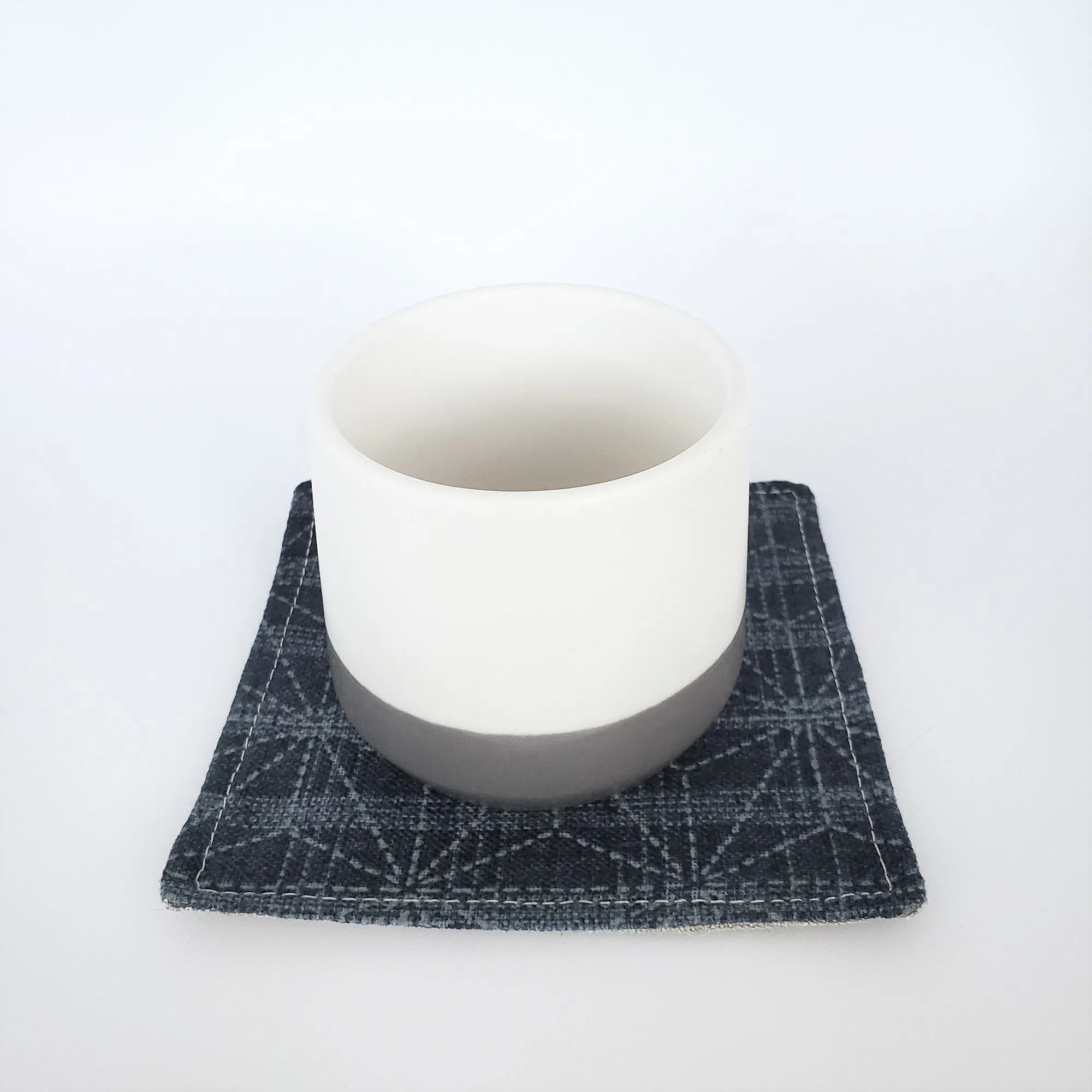 Japanese Cloth Coasters in Large Asanoha Star Blue