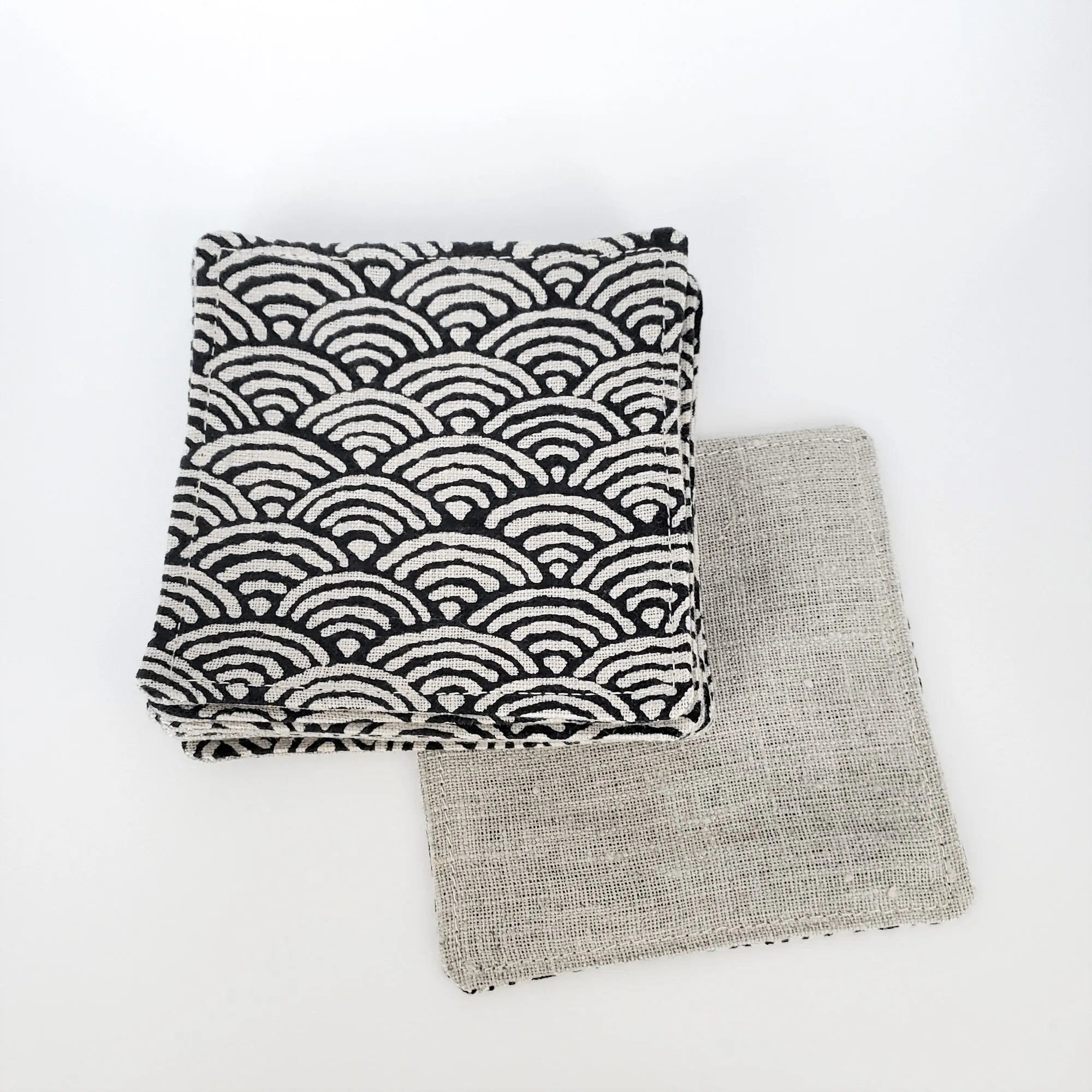 Japanese Cloth Coasters in Seigaiha Wave