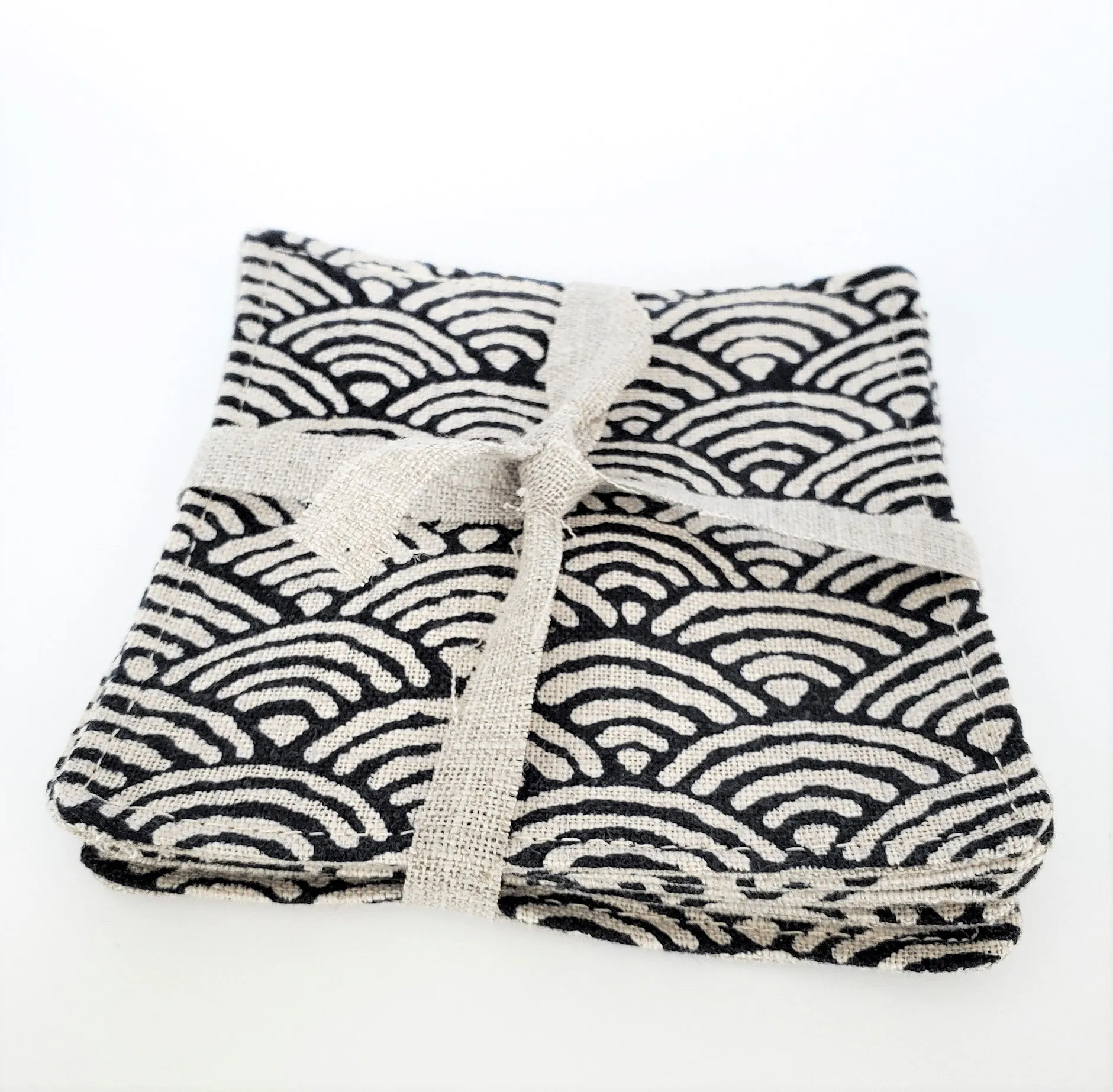 Japanese Cloth Coasters in Seigaiha Wave