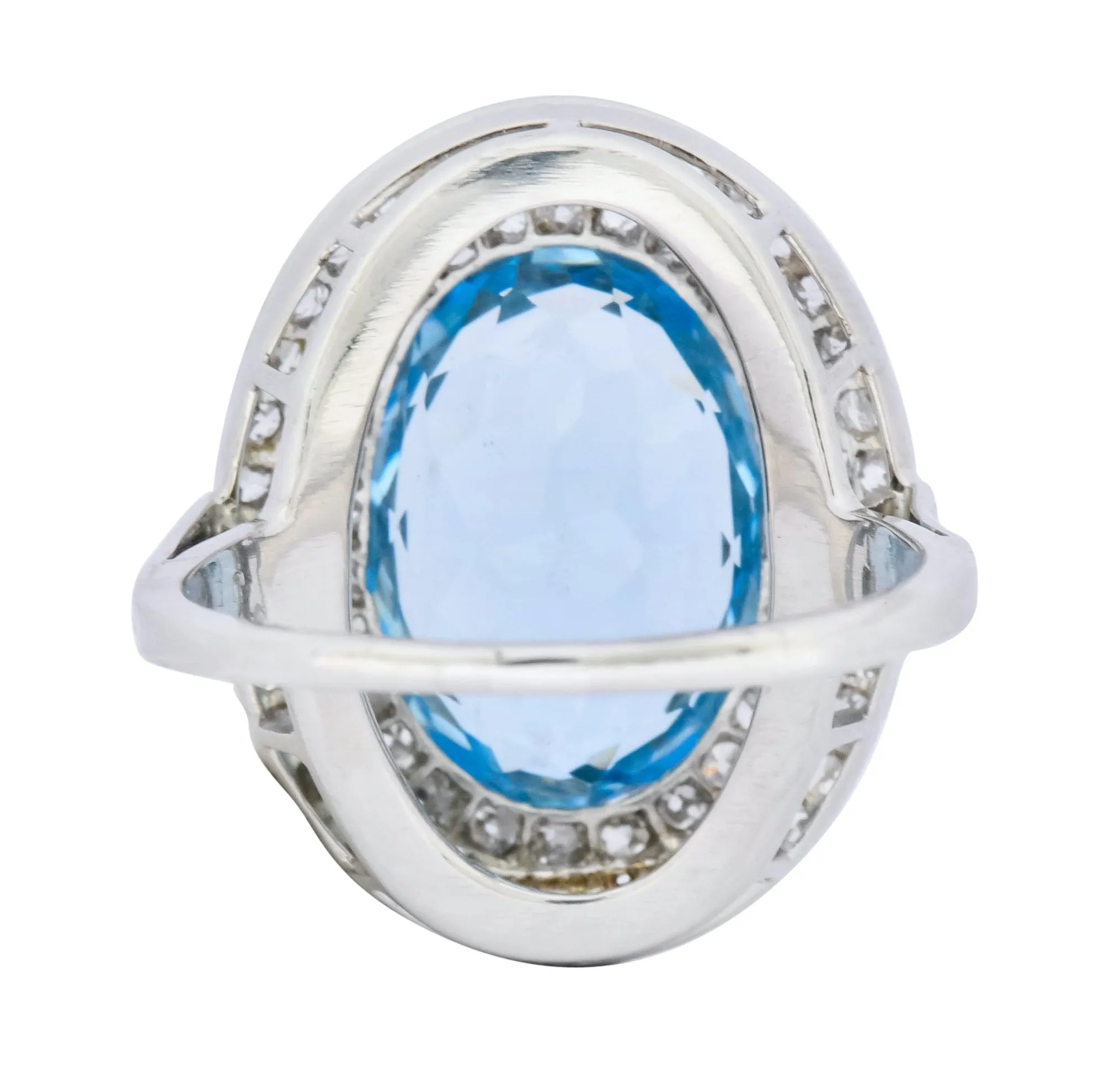 J.E. Caldwell Art Deco 6.40 CTW Aquamarine Diamond Halo Platinum Cluster Ring