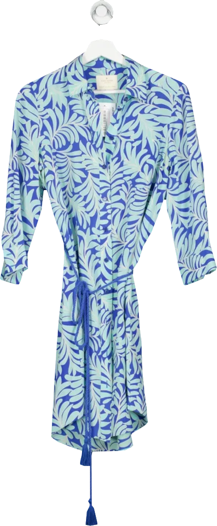 Kate Spade Blue Silk Blend Shirt Dress UK S