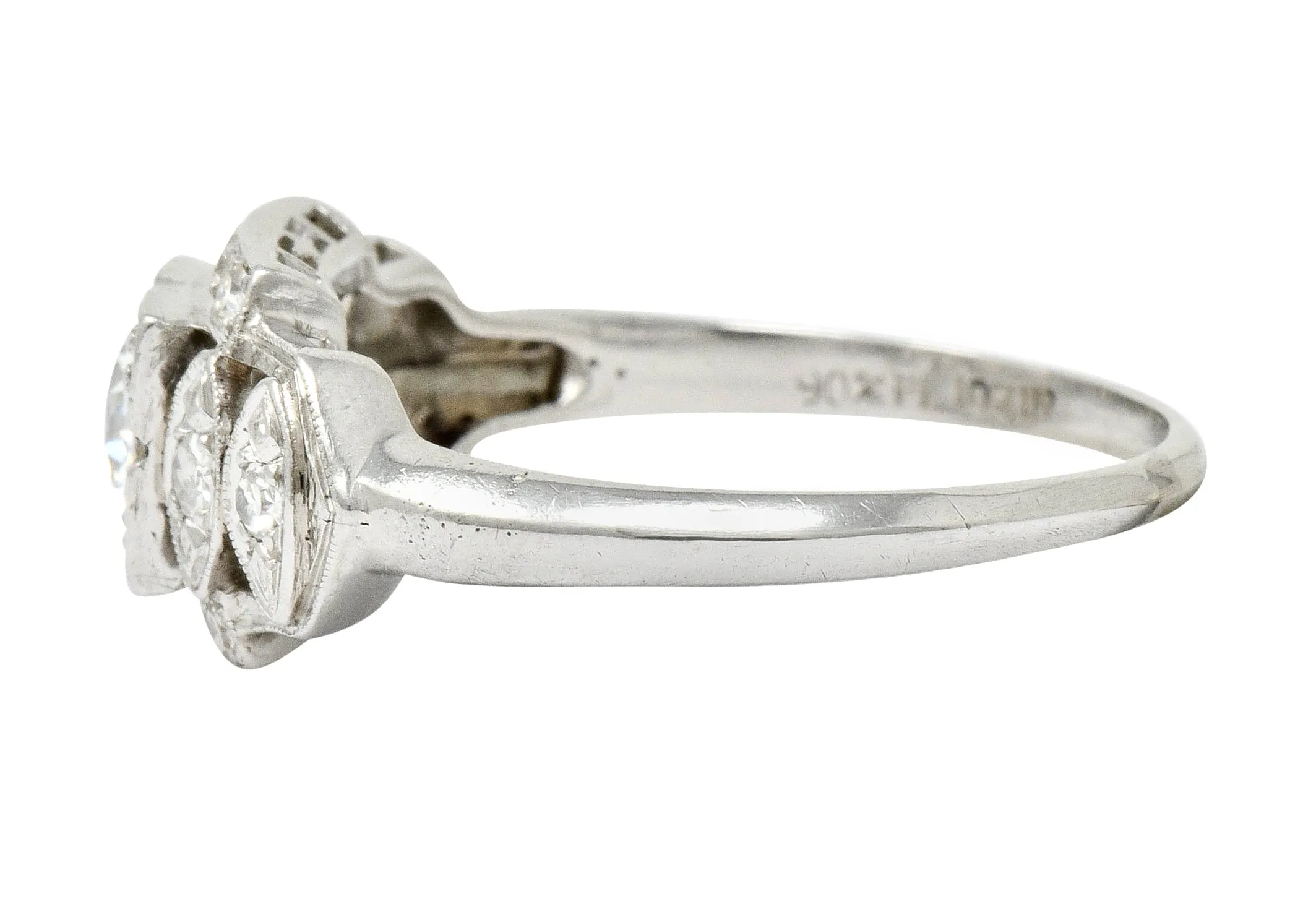 Late Art Deco 0.72 CTW Diamond Platinum Engagement Ring