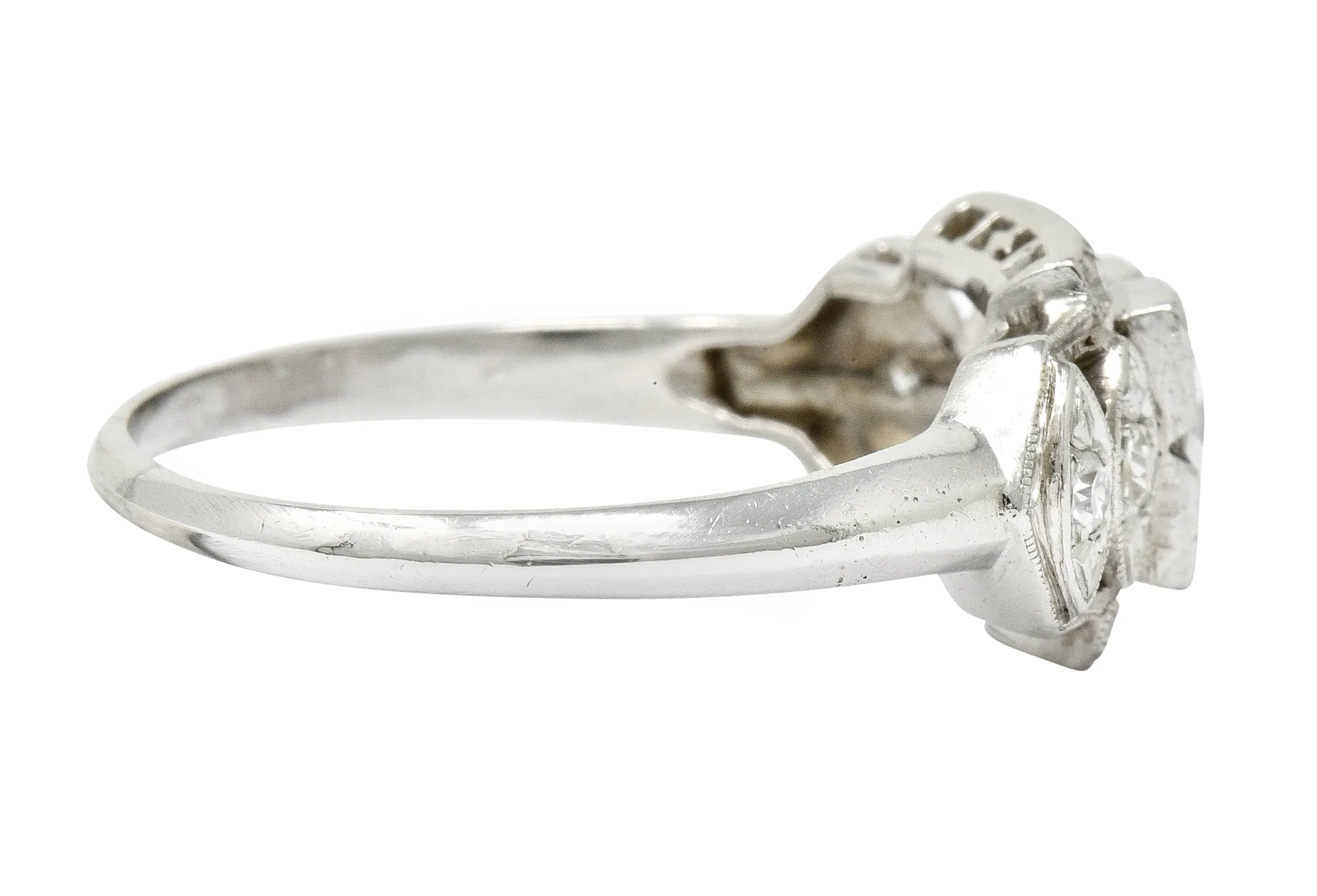 Late Art Deco 0.72 CTW Diamond Platinum Engagement Ring