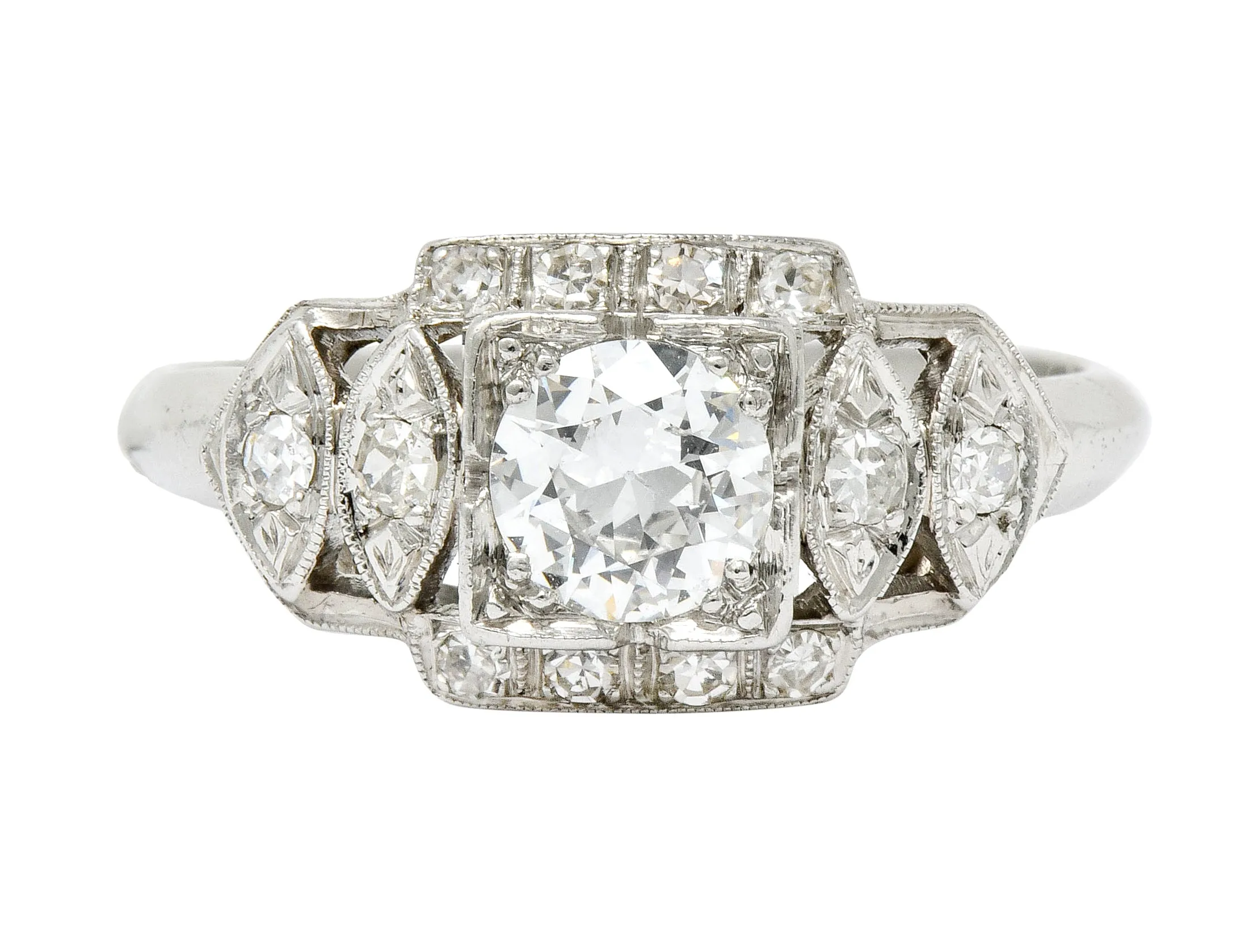 Late Art Deco 0.72 CTW Diamond Platinum Engagement Ring