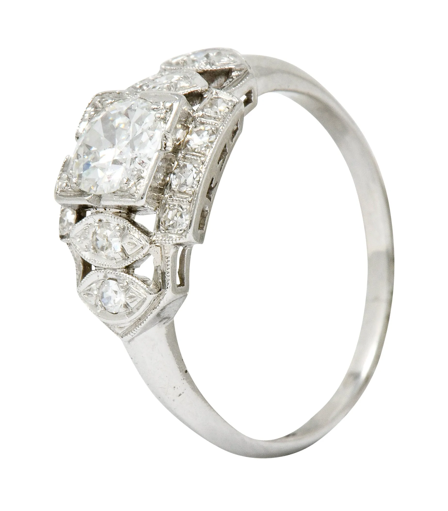 Late Art Deco 0.72 CTW Diamond Platinum Engagement Ring