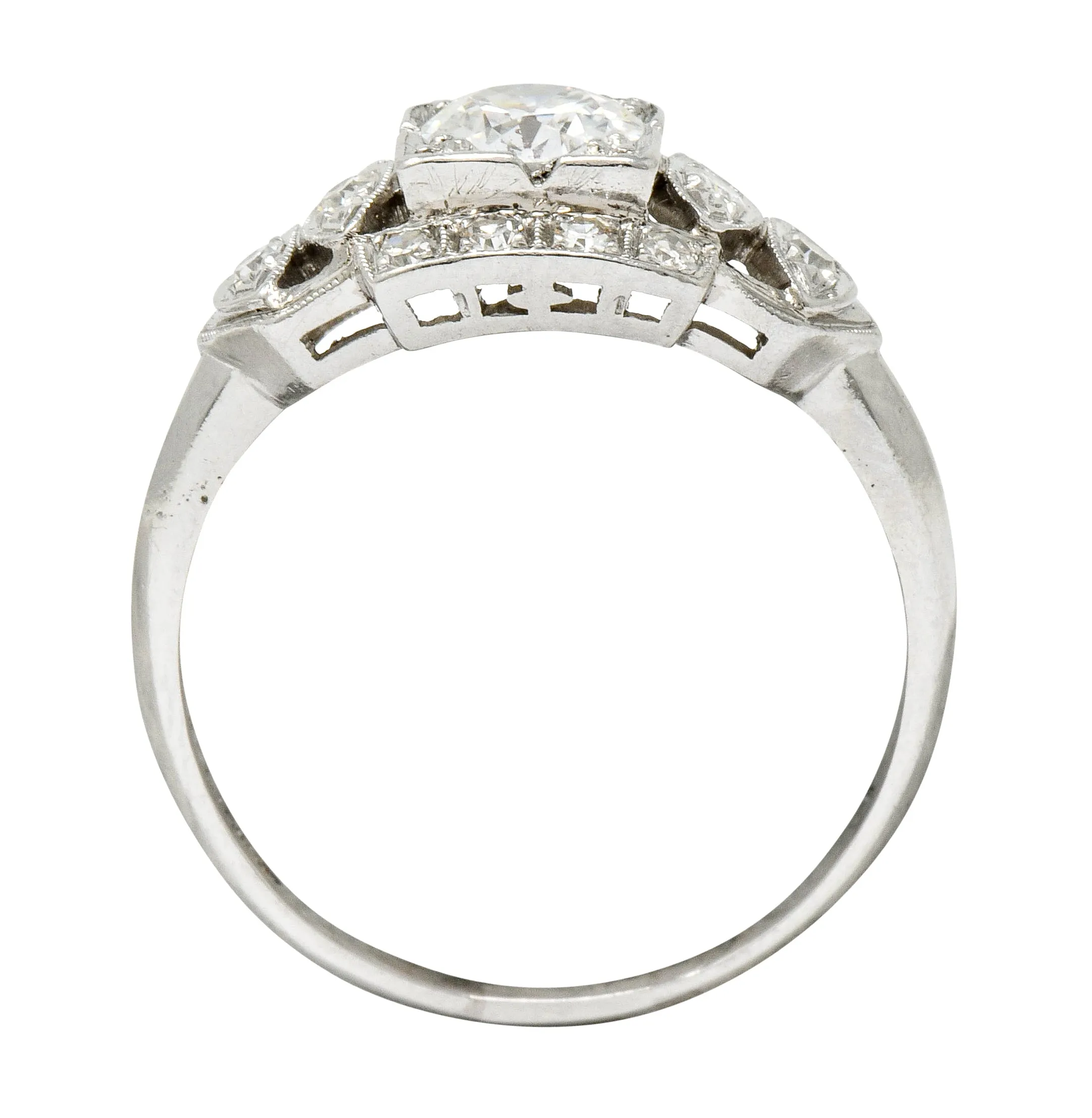 Late Art Deco 0.72 CTW Diamond Platinum Engagement Ring