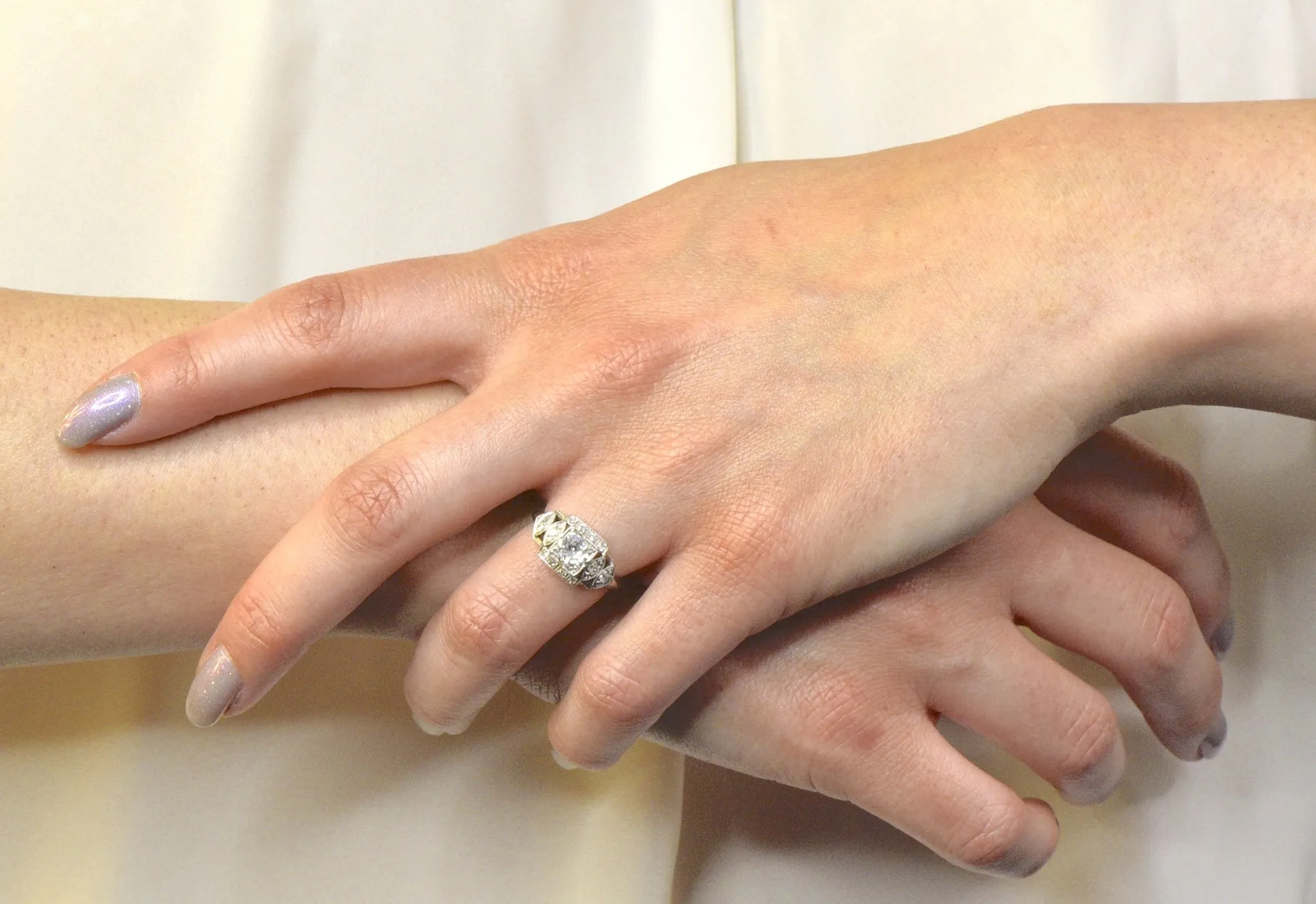 Late Art Deco 0.72 CTW Diamond Platinum Engagement Ring