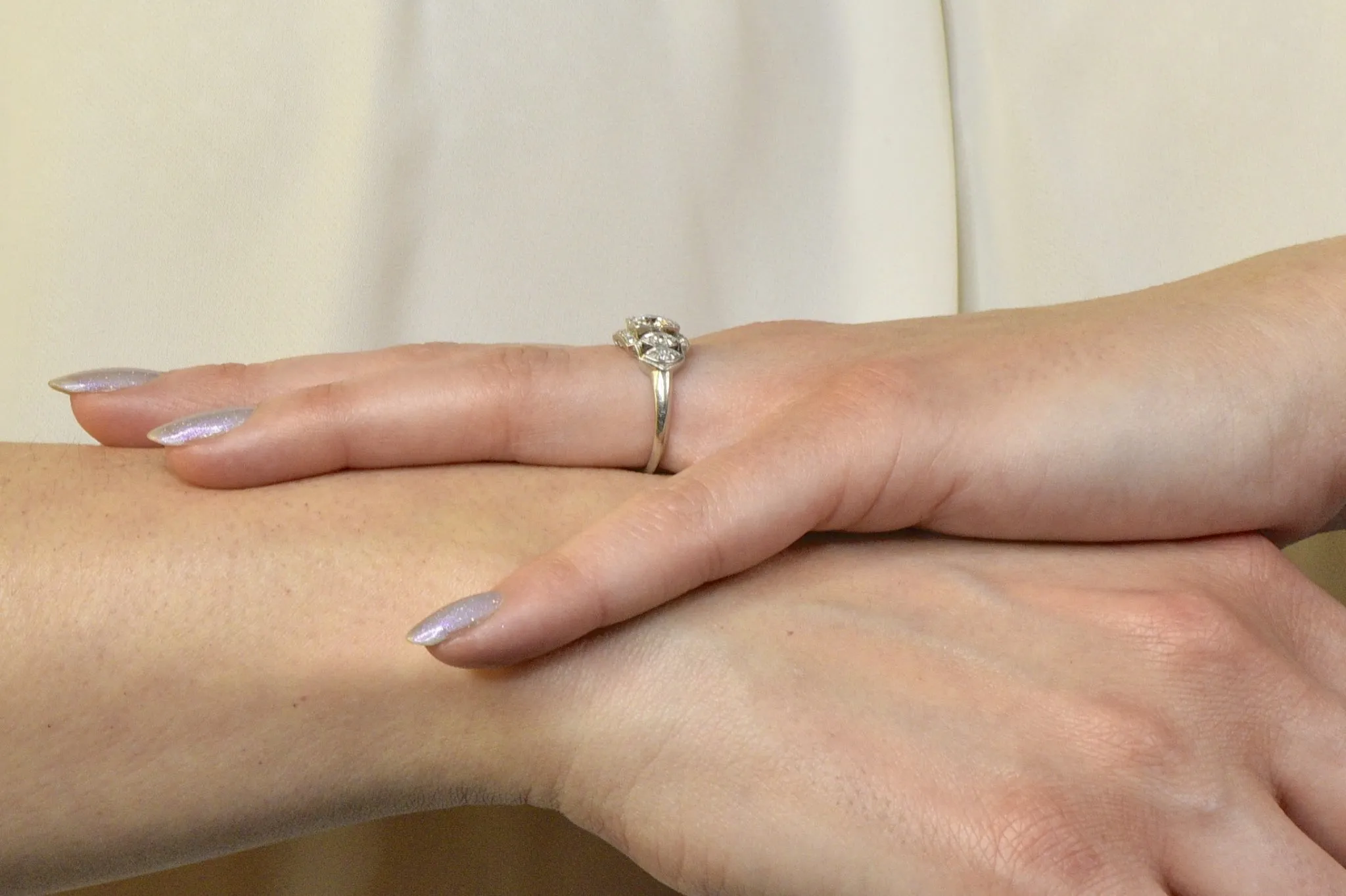 Late Art Deco 0.72 CTW Diamond Platinum Engagement Ring
