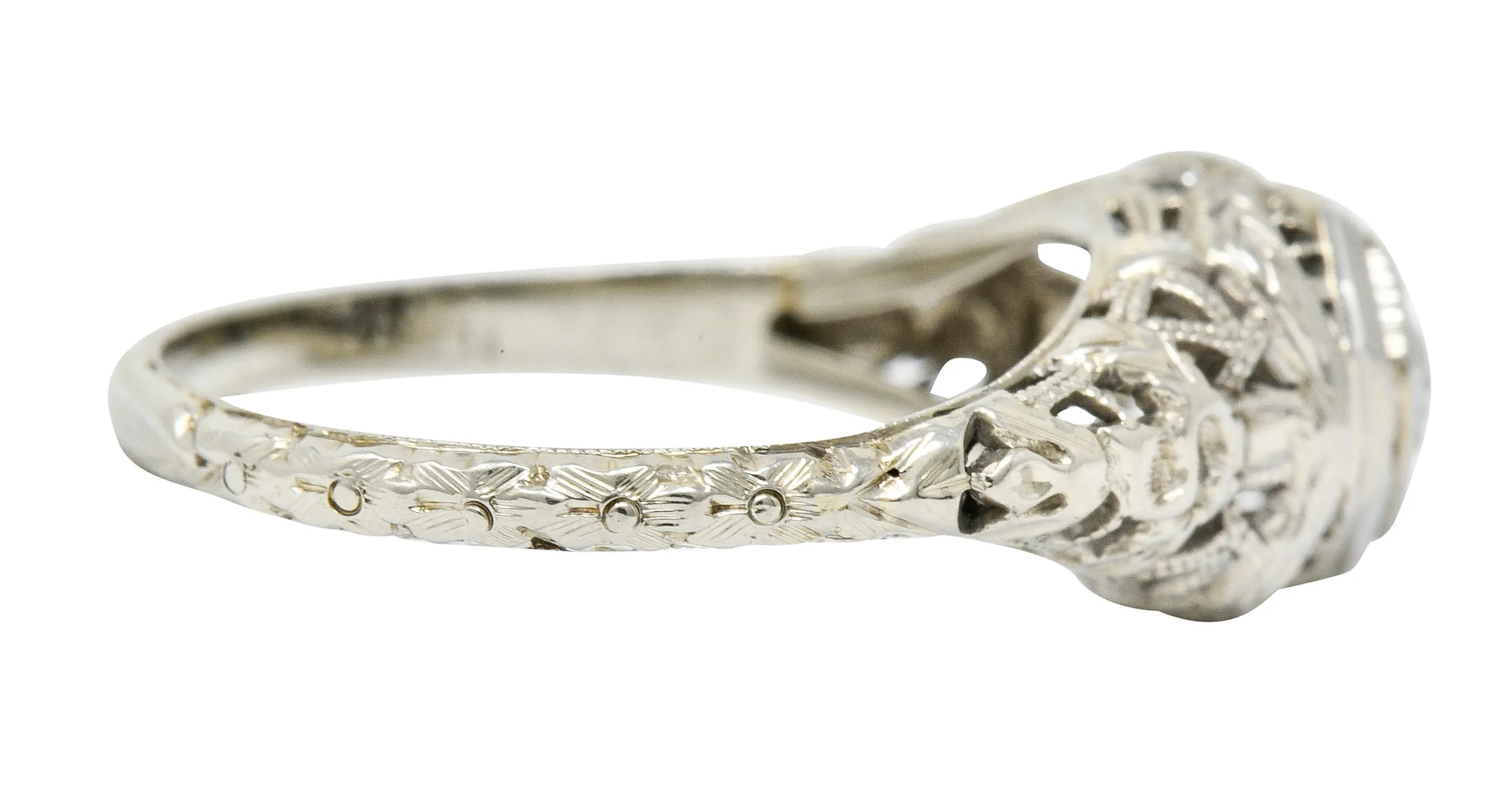 Late Edwardian Diamond 18 Karat White Gold Engagement Ring
