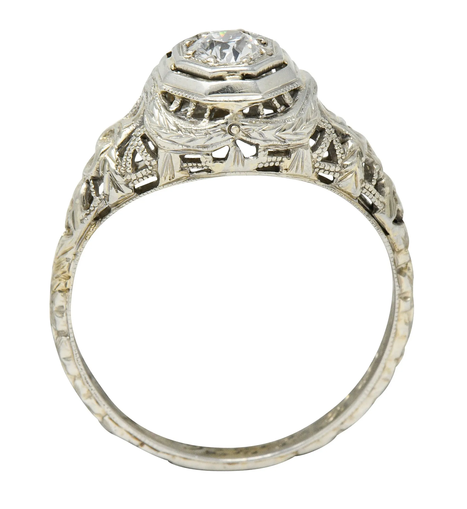 Late Edwardian Diamond 18 Karat White Gold Engagement Ring