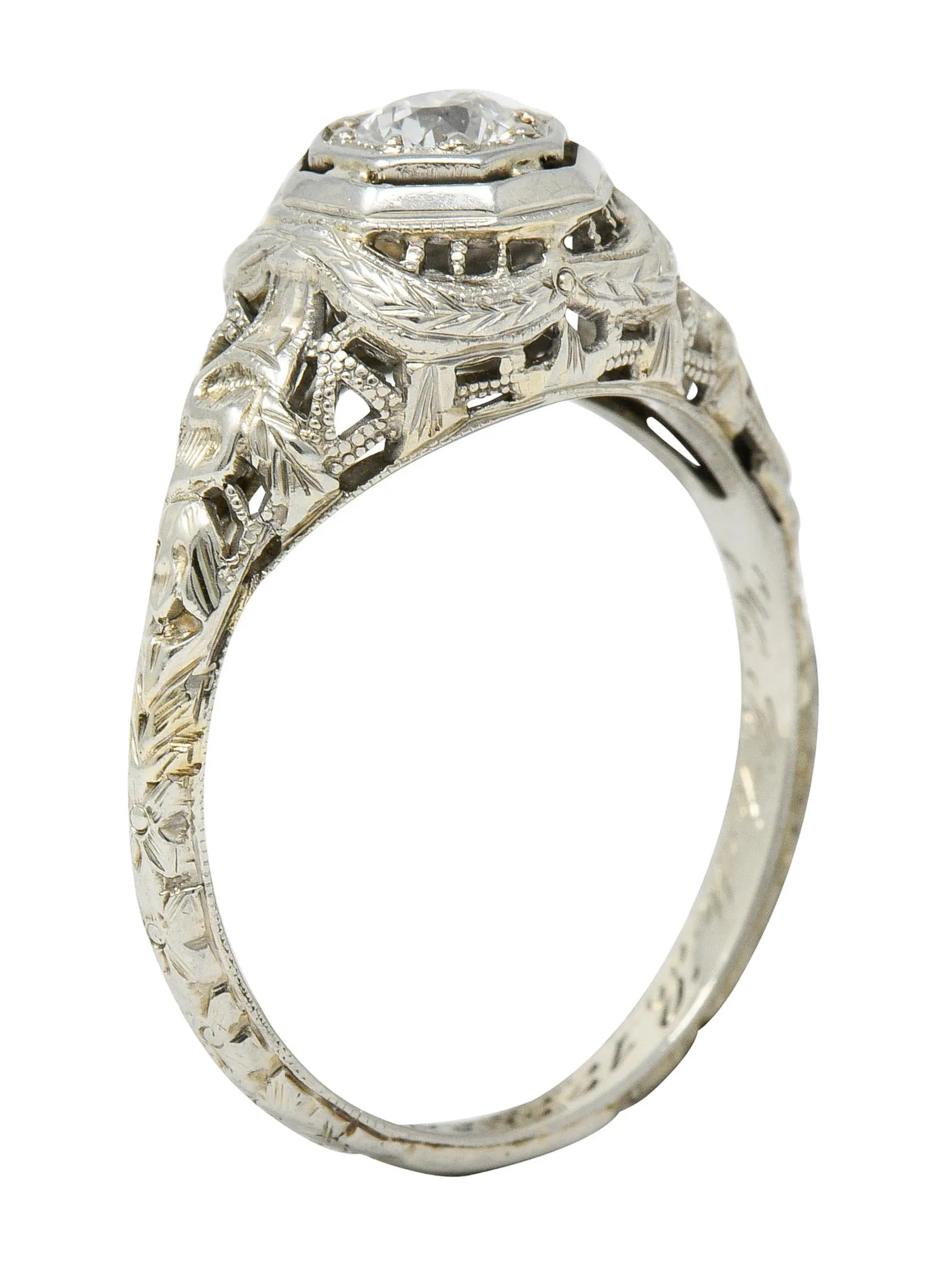 Late Edwardian Diamond 18 Karat White Gold Engagement Ring