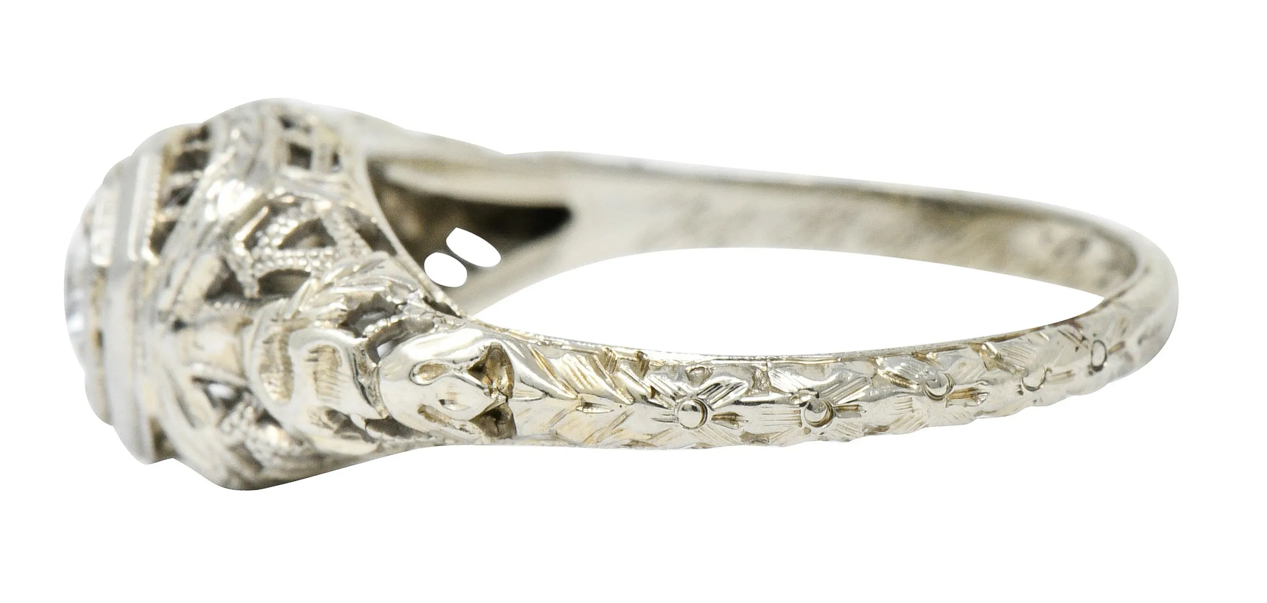 Late Edwardian Diamond 18 Karat White Gold Engagement Ring
