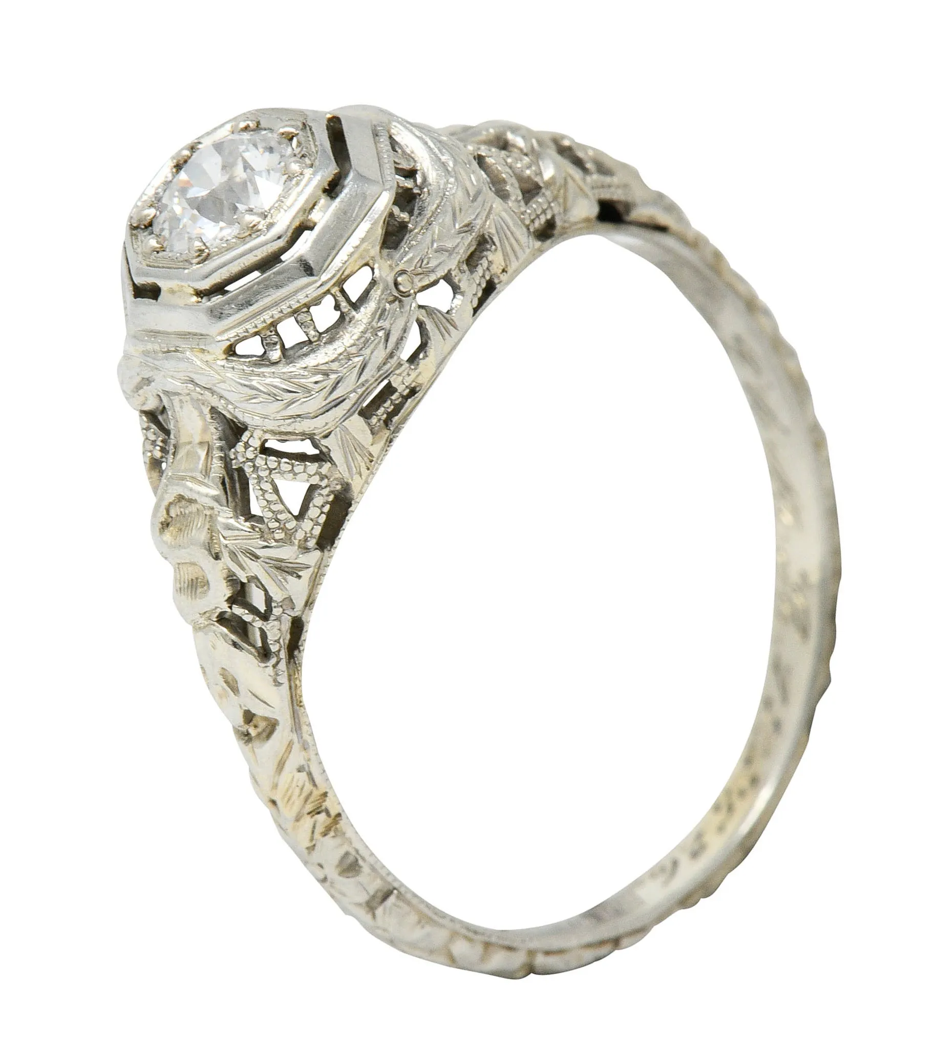 Late Edwardian Diamond 18 Karat White Gold Engagement Ring