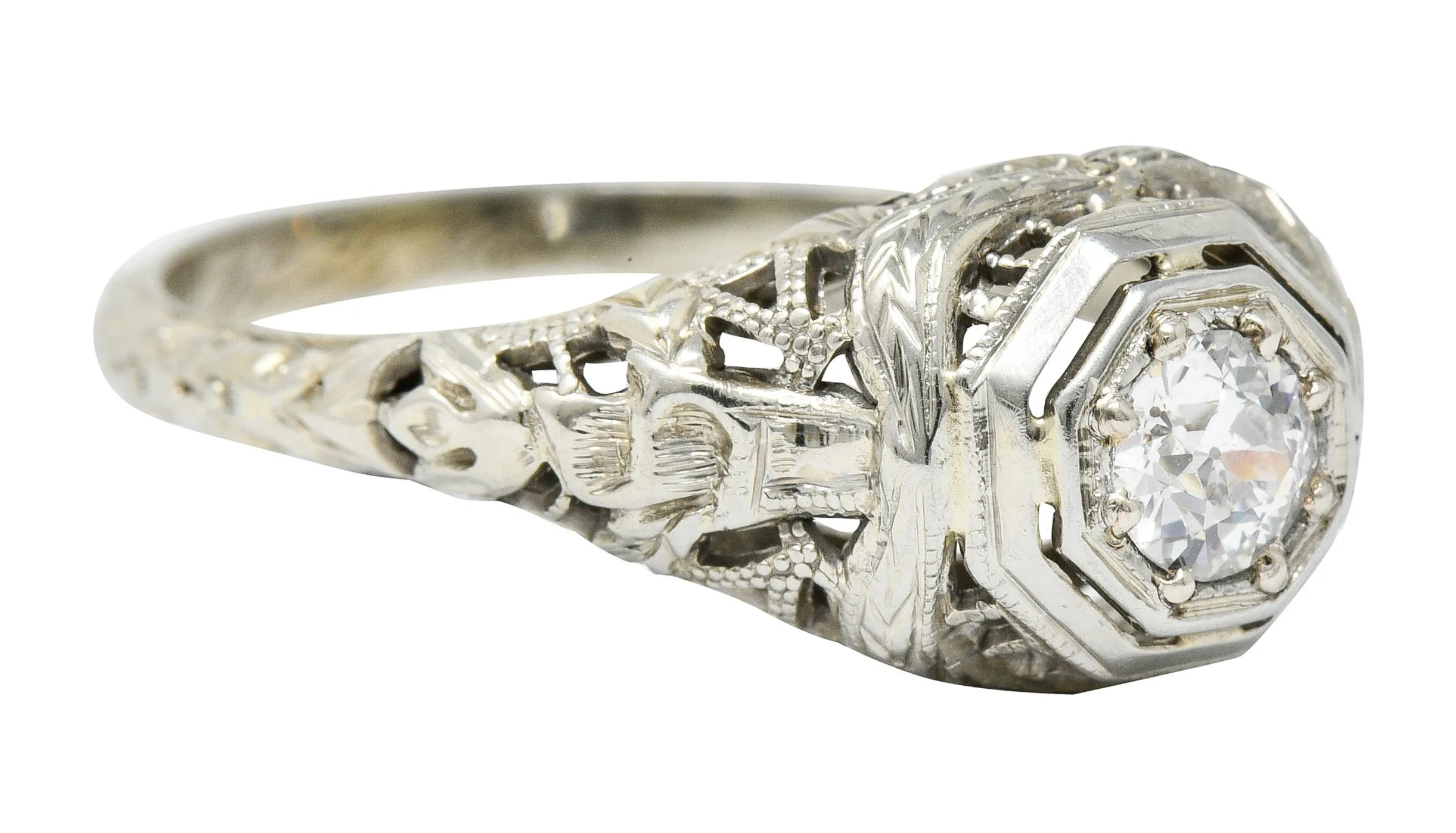 Late Edwardian Diamond 18 Karat White Gold Engagement Ring