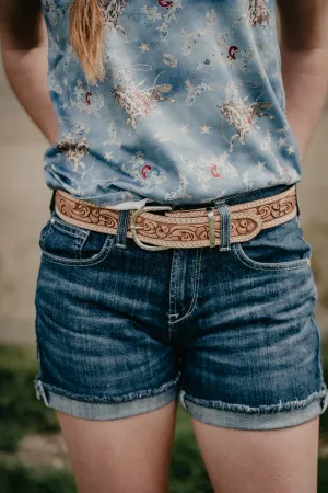 Leather Belt with Acorn Tooling by Double J Saddlery (1 1/2")