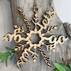 Let's Go Brandon! Custom Laser Cut Wooden Snowflake Ornament with Personalized Text - Up to 6 Words