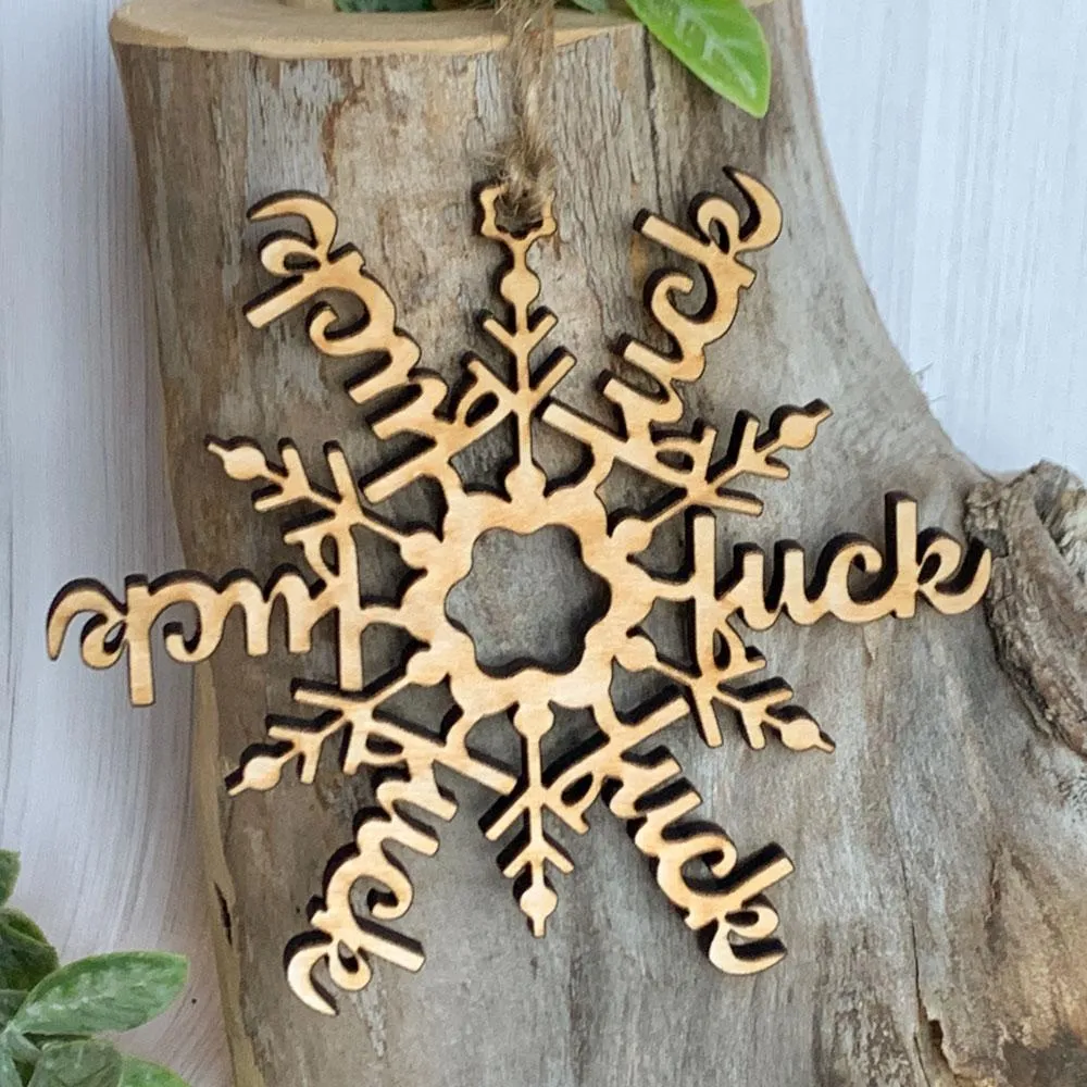 Let's Go Brandon! Custom Laser Cut Wooden Snowflake Ornament with Personalized Text - Up to 6 Words