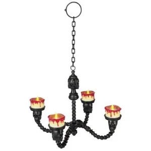 Lighted Skull Chandelier Black