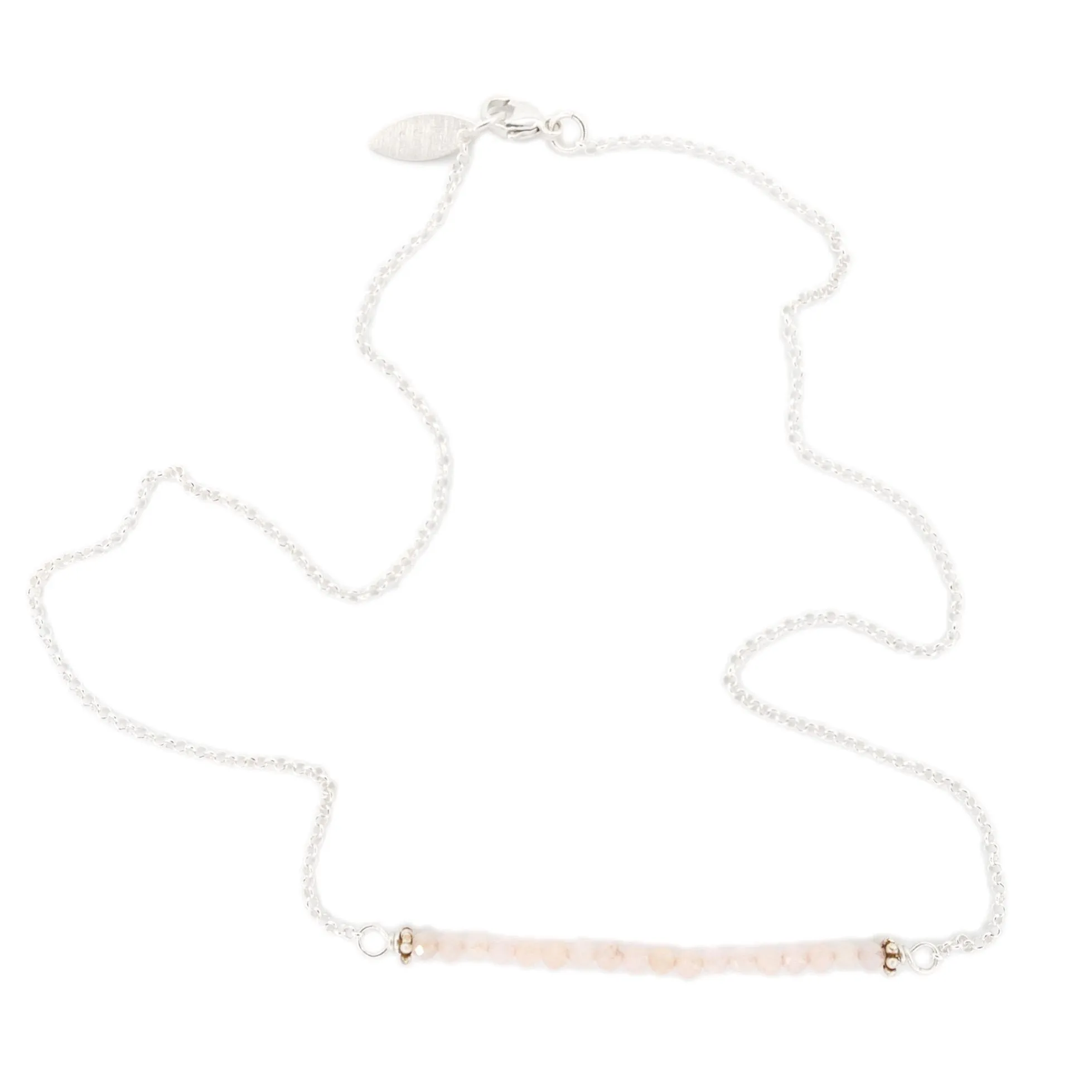 Lisa - Morganite Balance Bar Beaded Gold or Silver Necklace