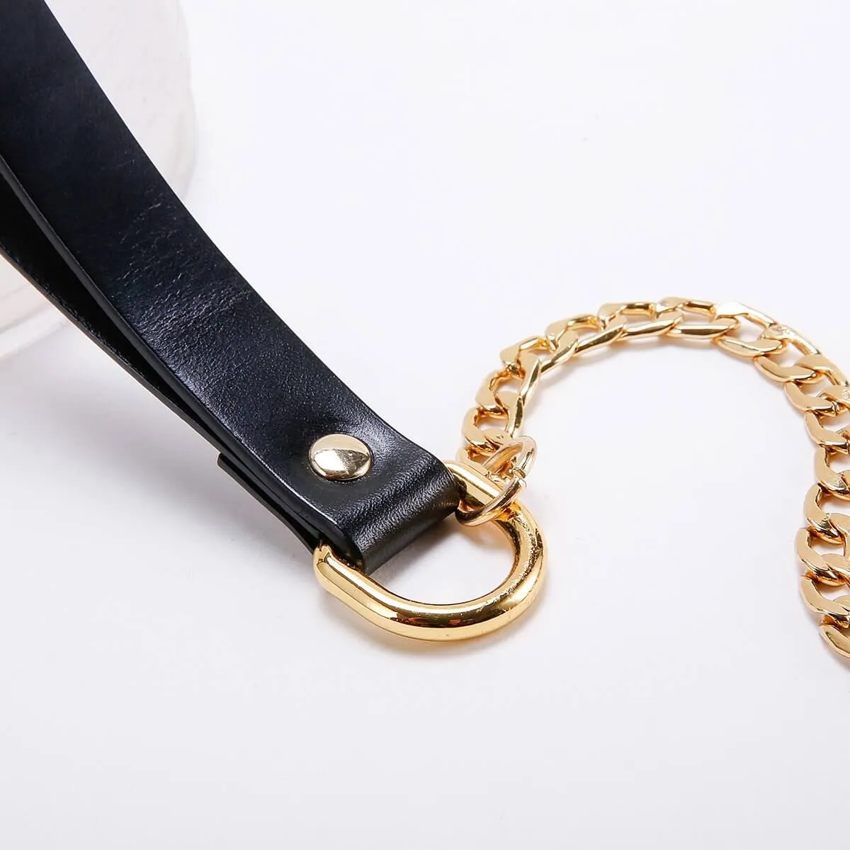 Luxury Chain Leash with Italian Leather Handle from UPKO