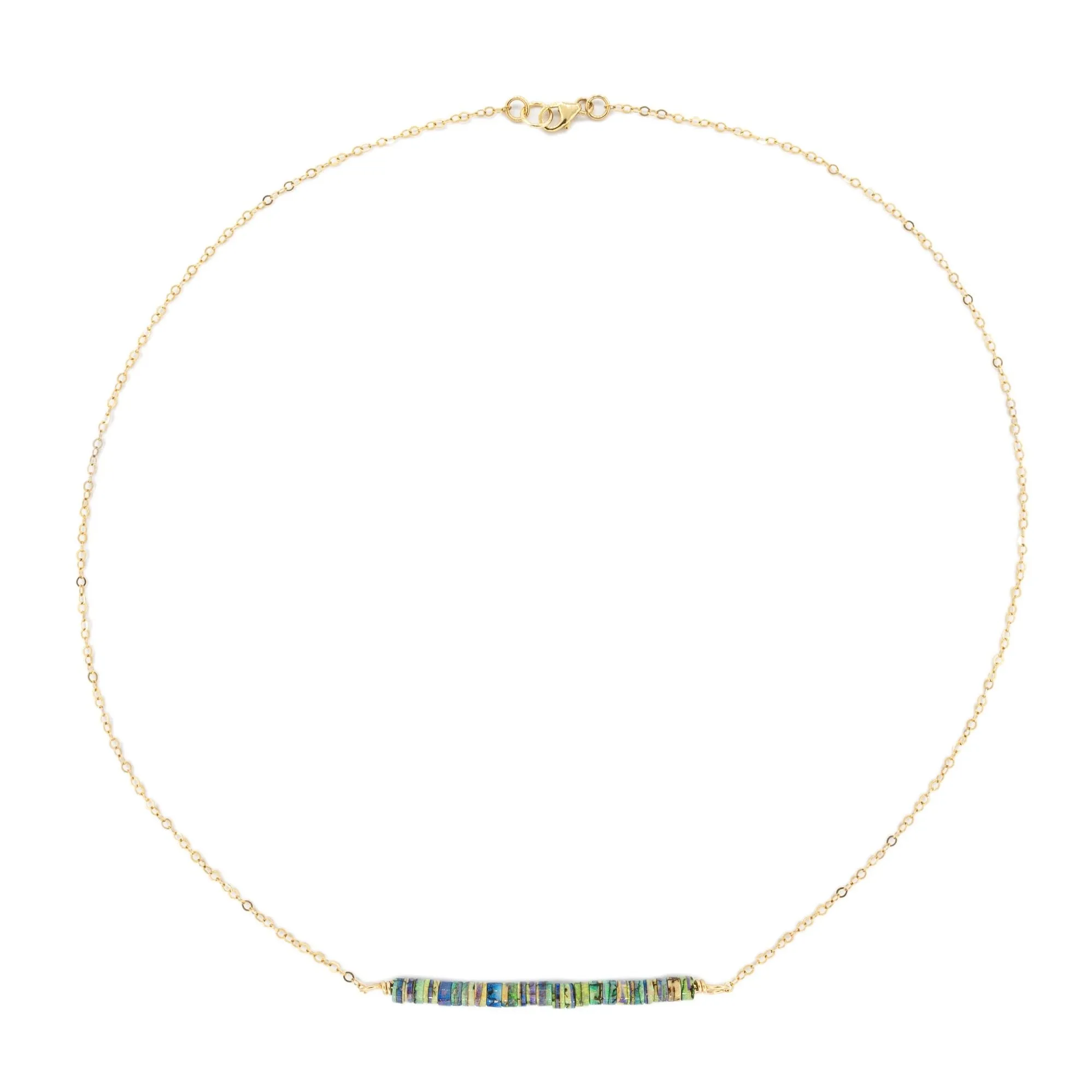 Luz - Opal Balance Bar Beaded Gold Necklace