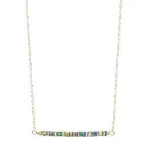 Luz - Opal Balance Bar Beaded Gold Necklace
