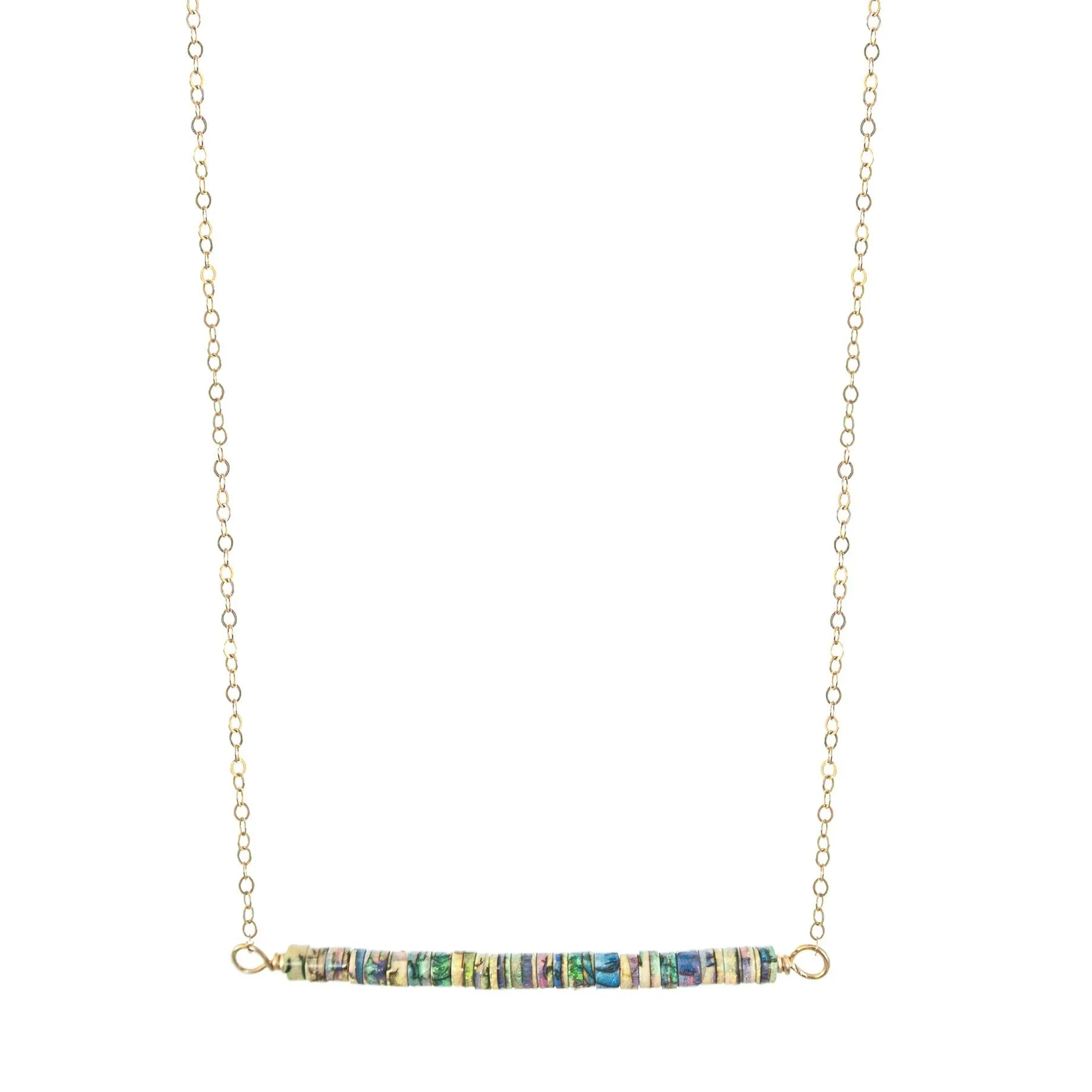 Luz - Opal Balance Bar Beaded Gold Necklace