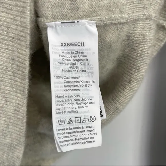 Madewell 100% Cashmere V-Neck Sweater Pullover Heather Shadow Gray MA707 XXS