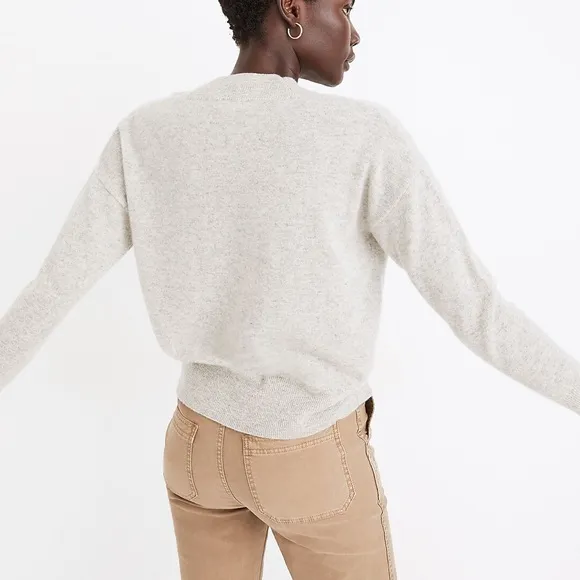 Madewell 100% Cashmere V-Neck Sweater Pullover Heather Shadow Gray MA707 XXS