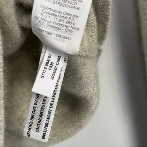 Madewell 100% Cashmere V-Neck Sweater Pullover Heather Shadow Gray MA707 XXS