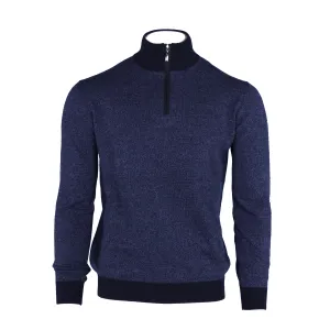 Marled Cashmere Half Zip Sweater in Navy