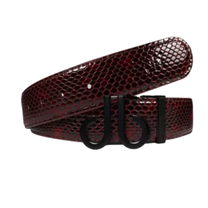 Maroon Snakeskin textured Strap with Classic Icon buckle