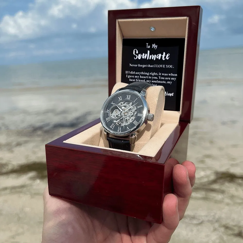 Men's Luxury Watch Soulmate Gift, Birthday or Anniversary Present, Stainless Steel & Genuine Leather With