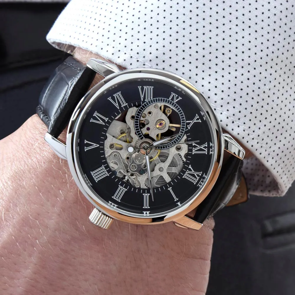 Men's Luxury Watch Soulmate Gift, Birthday or Anniversary Present, Stainless Steel & Genuine Leather With