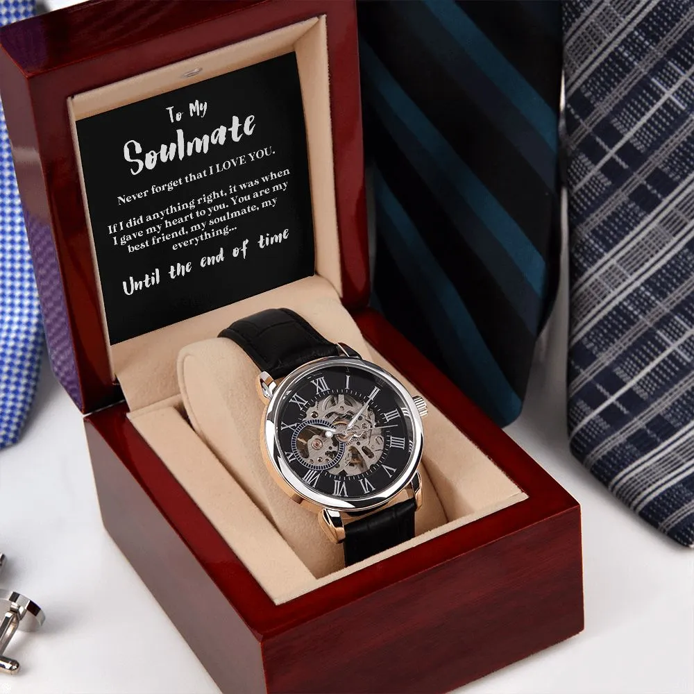 Men's Luxury Watch Soulmate Gift, Birthday or Anniversary Present, Stainless Steel & Genuine Leather With
