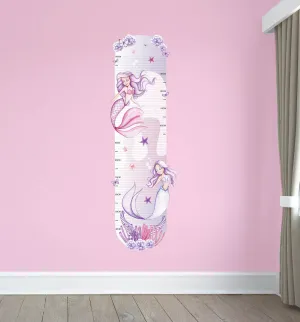 Mermaid Height Chart Australian Design Hand Painted Peel & Stick, Removable Wall Decal. Nursery, Kids Playroom, Kids Teens Bedroom