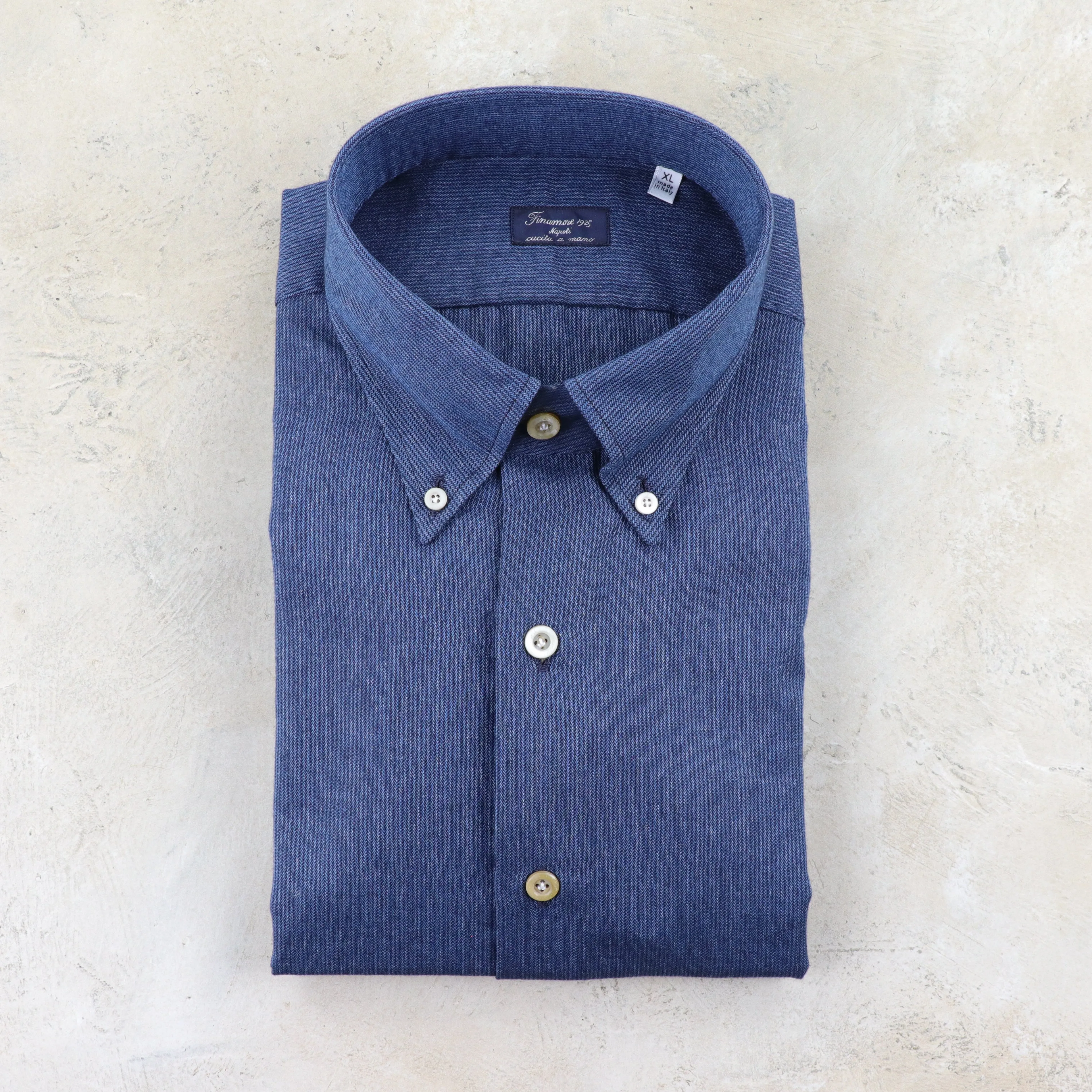 Microstripe Cotton-Cashmere Sport Shirt in Indigo