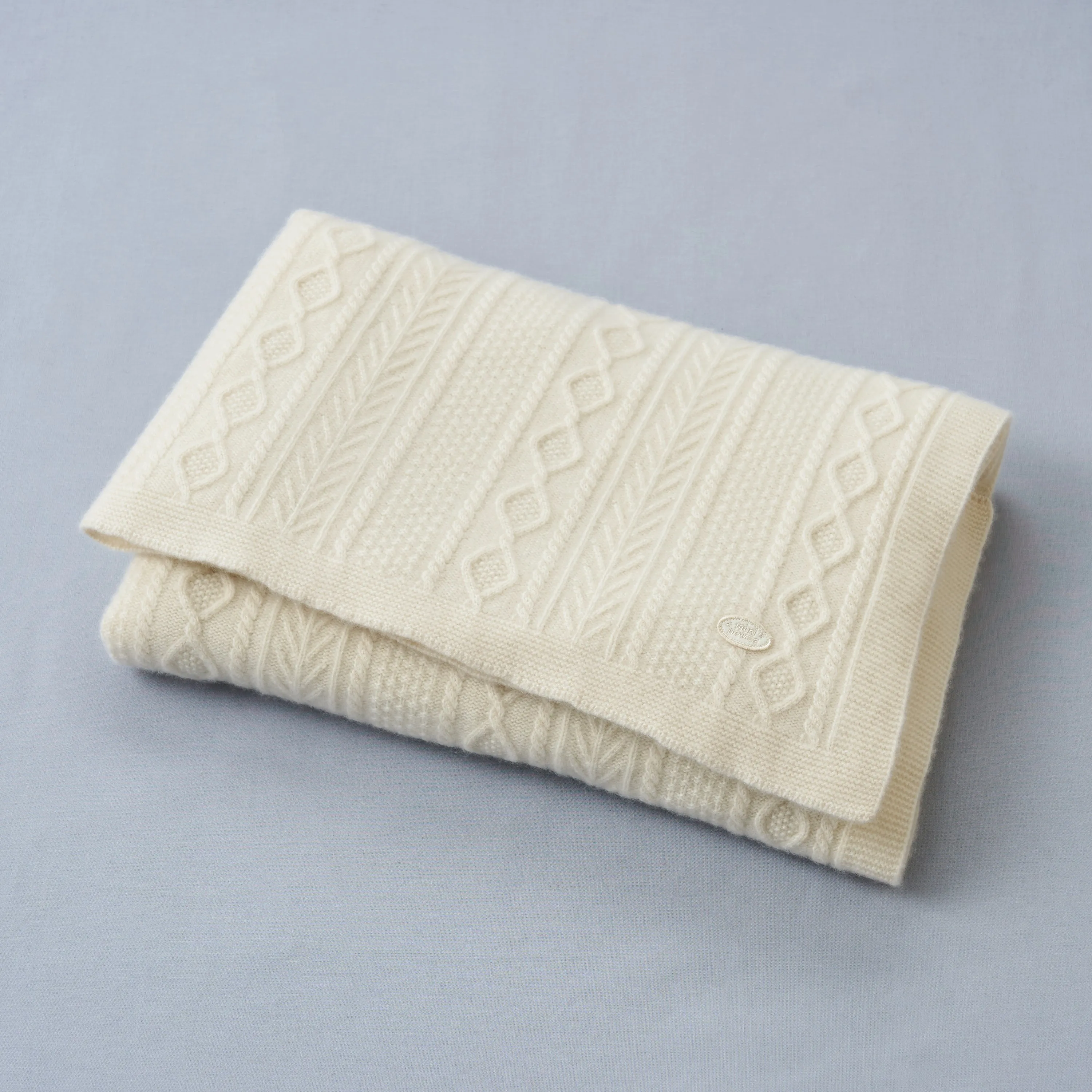 Miki House Original Pure Cashmere Cable Knit Blanket