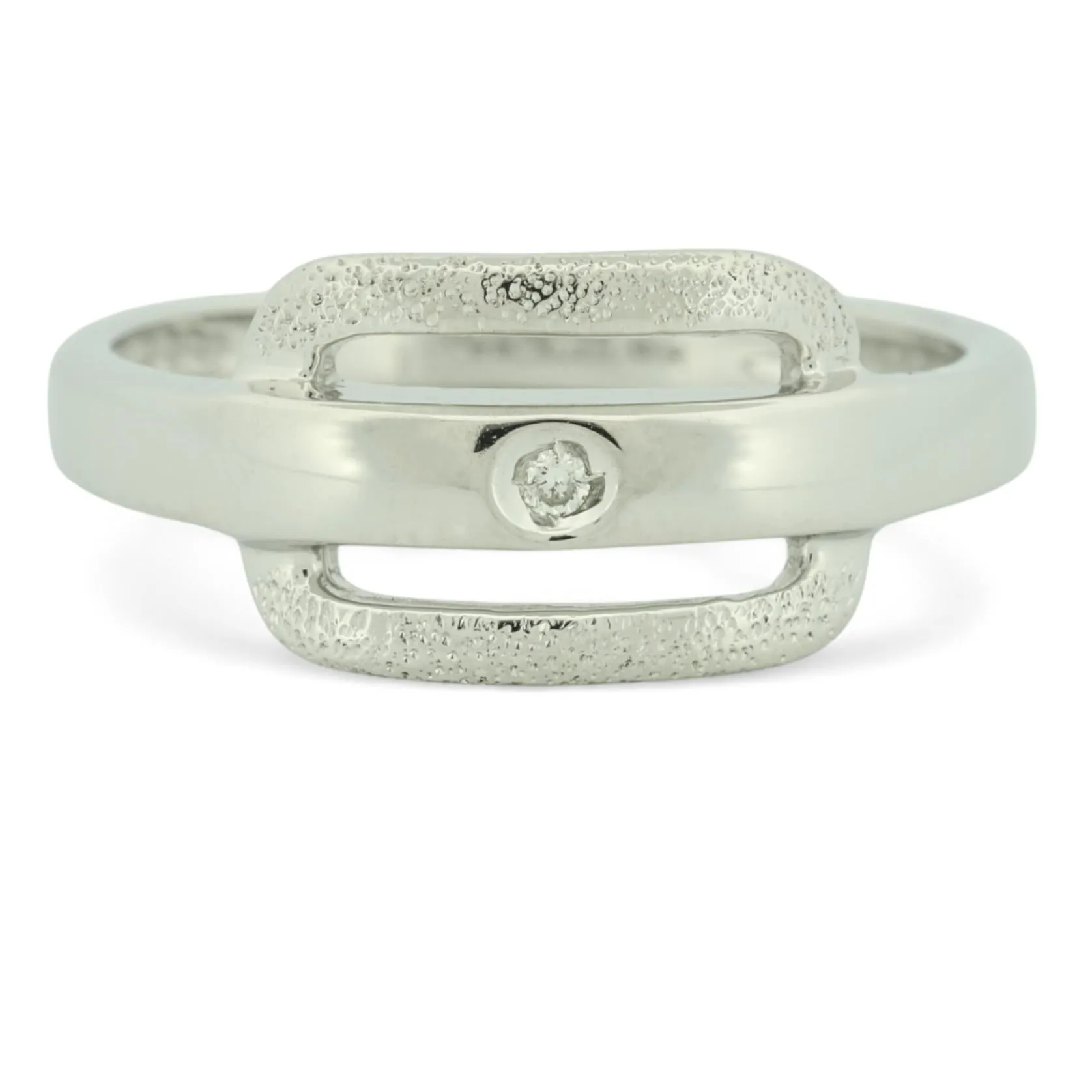 Milor 18k White Gold Modern Diamond Buckle Ring