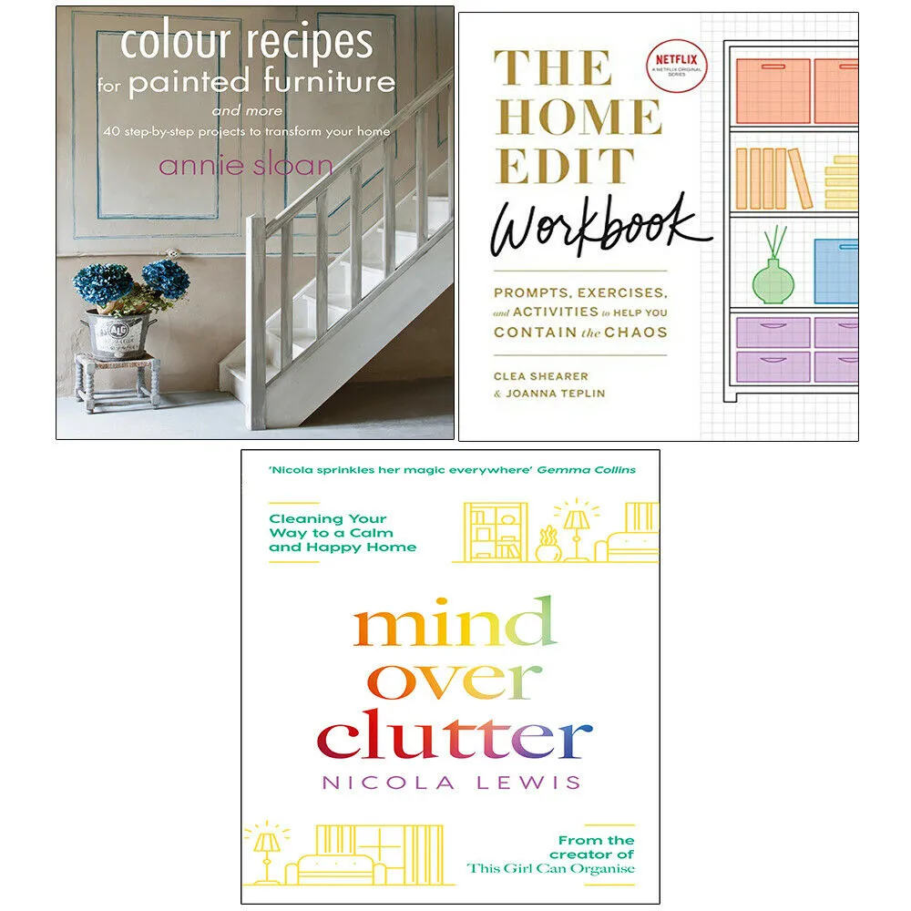 Mind Over Clutter, Home Edit Workbook Colour Recipes for Painted 3 Books Set NEW