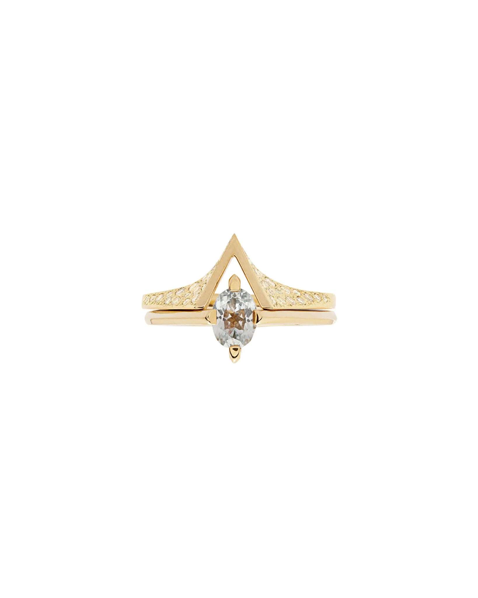 Minimalist Arc   Spire Pavé Ring Set
