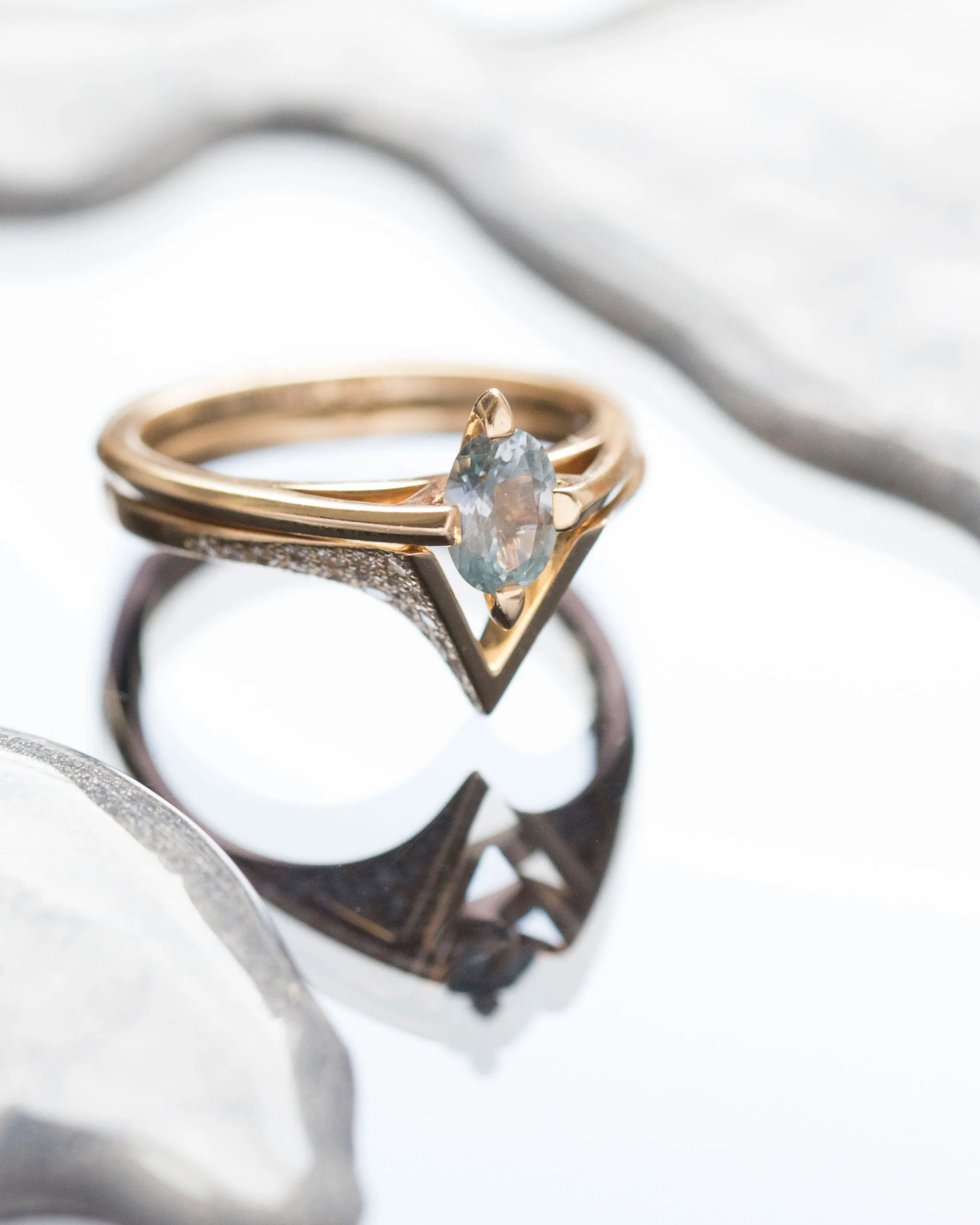 Minimalist Arc   Spire Pavé Ring Set