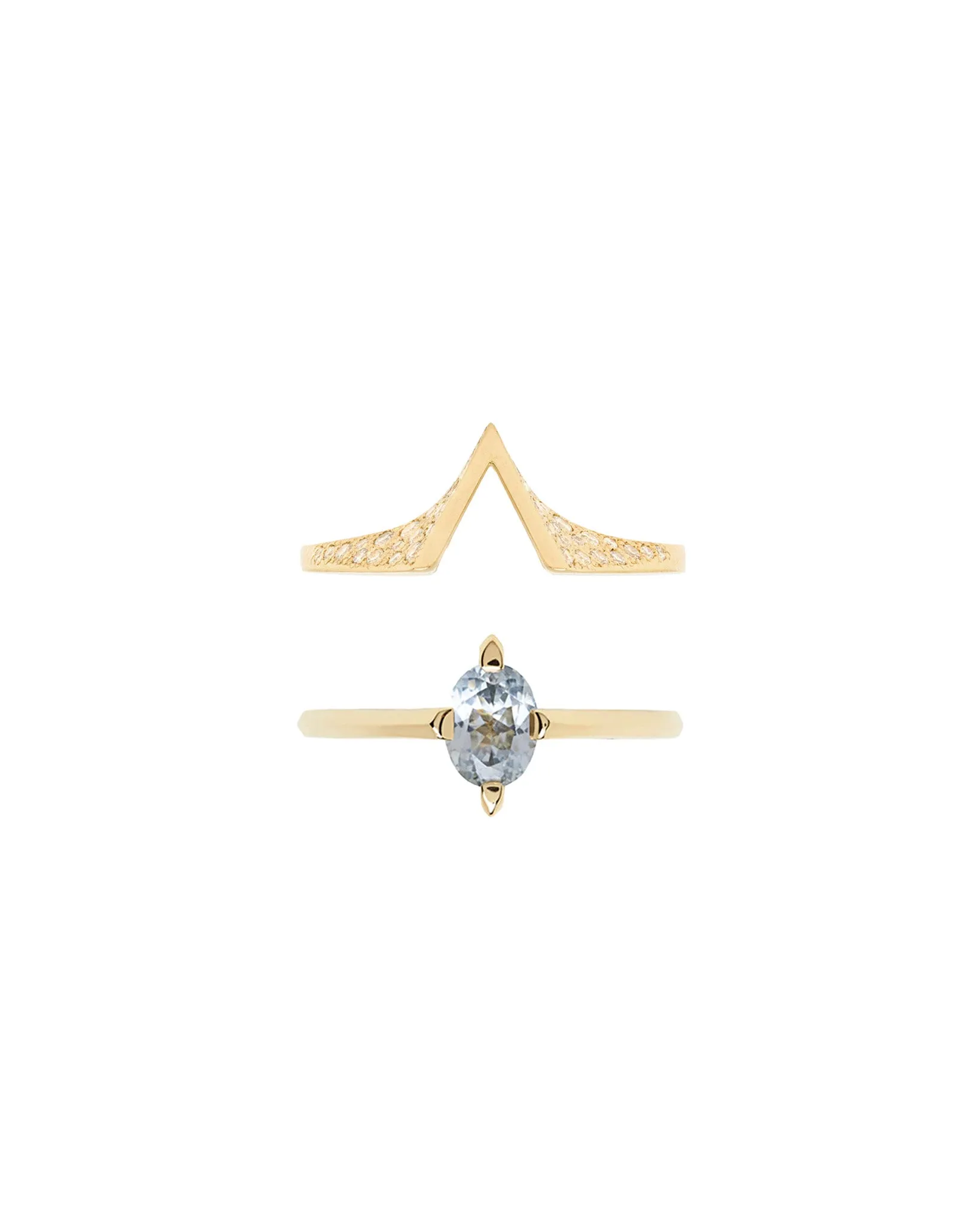 Minimalist Arc   Spire Pavé Ring Set