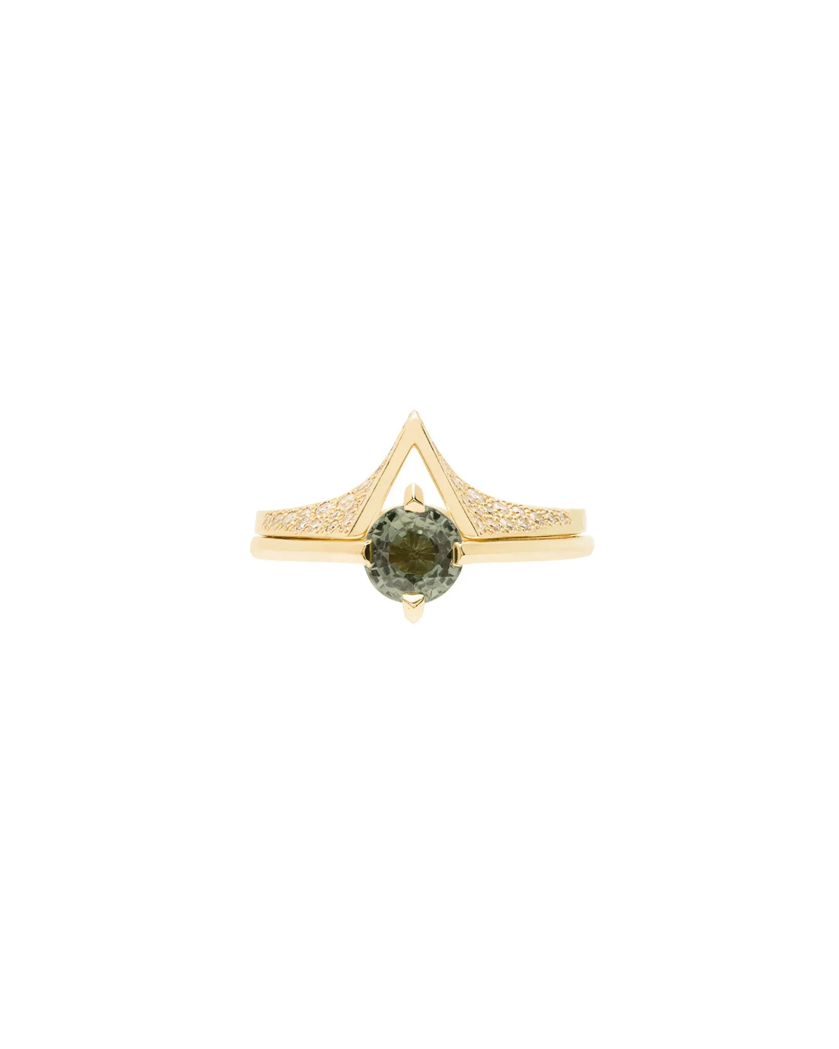 Minimalist Arc   Spire Pavé Ring Set